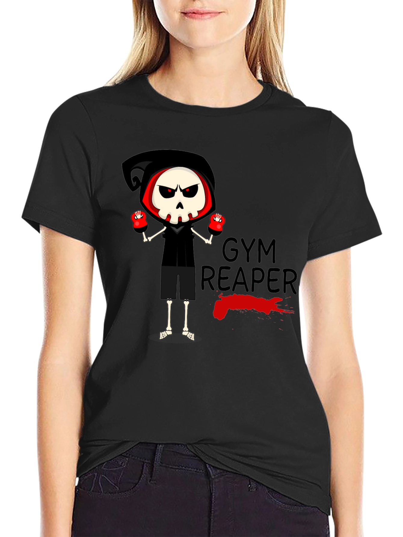Gym Reaper Graphic Tee - Skeleton Boxer Design