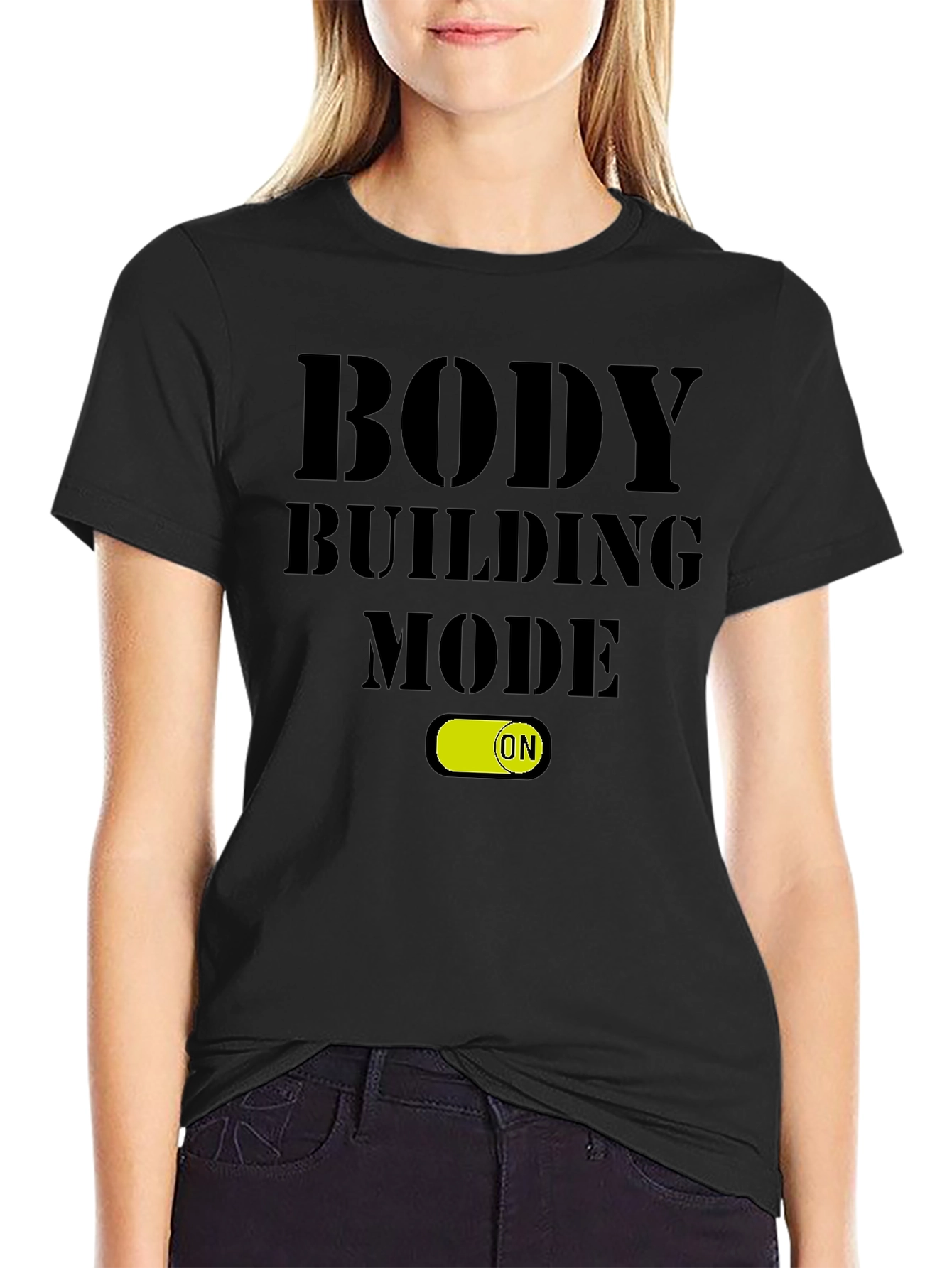Body Building Mode ON Black T-Shirt