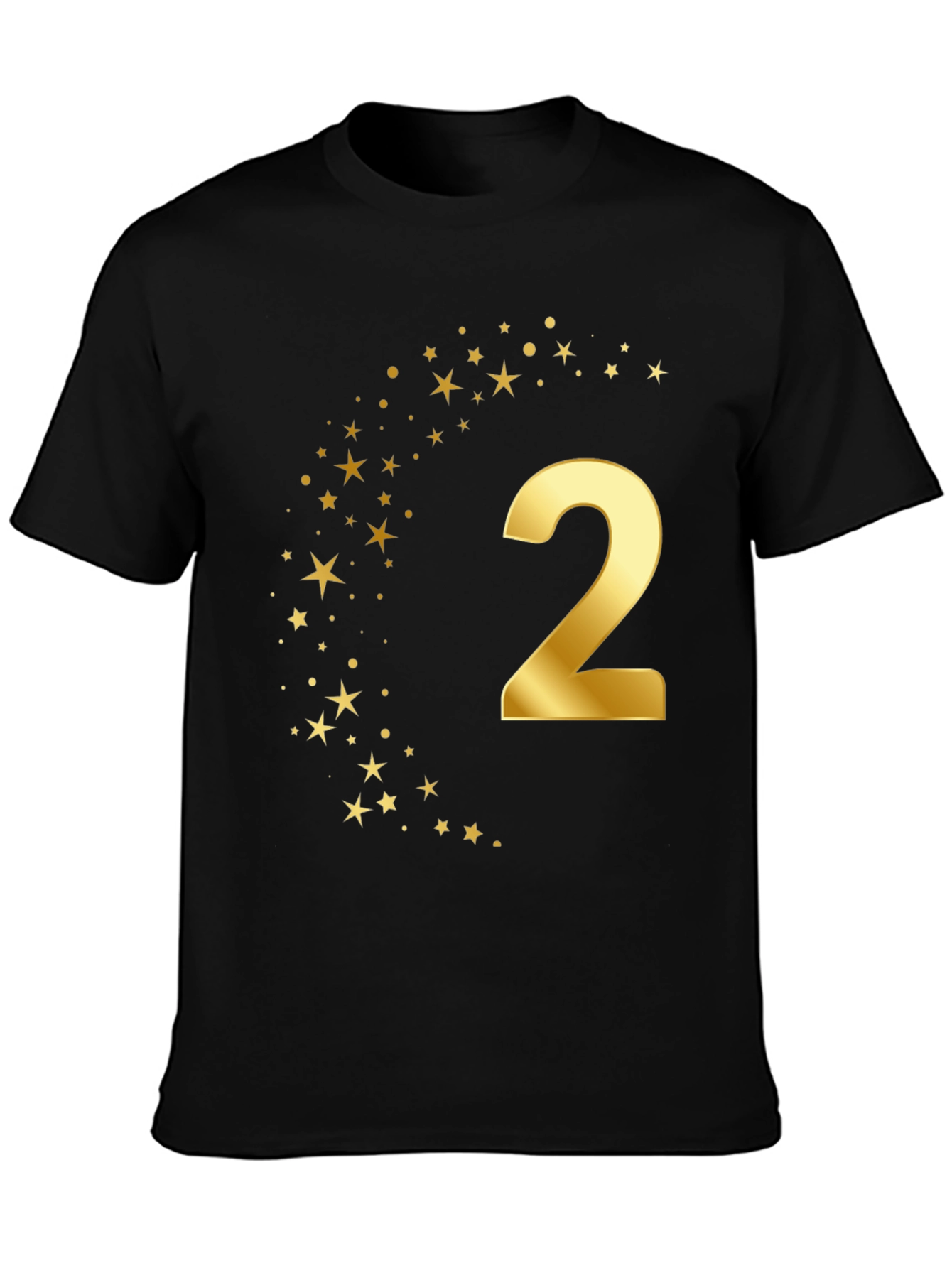 Golden Number Two Stars Birthday T-Shirt