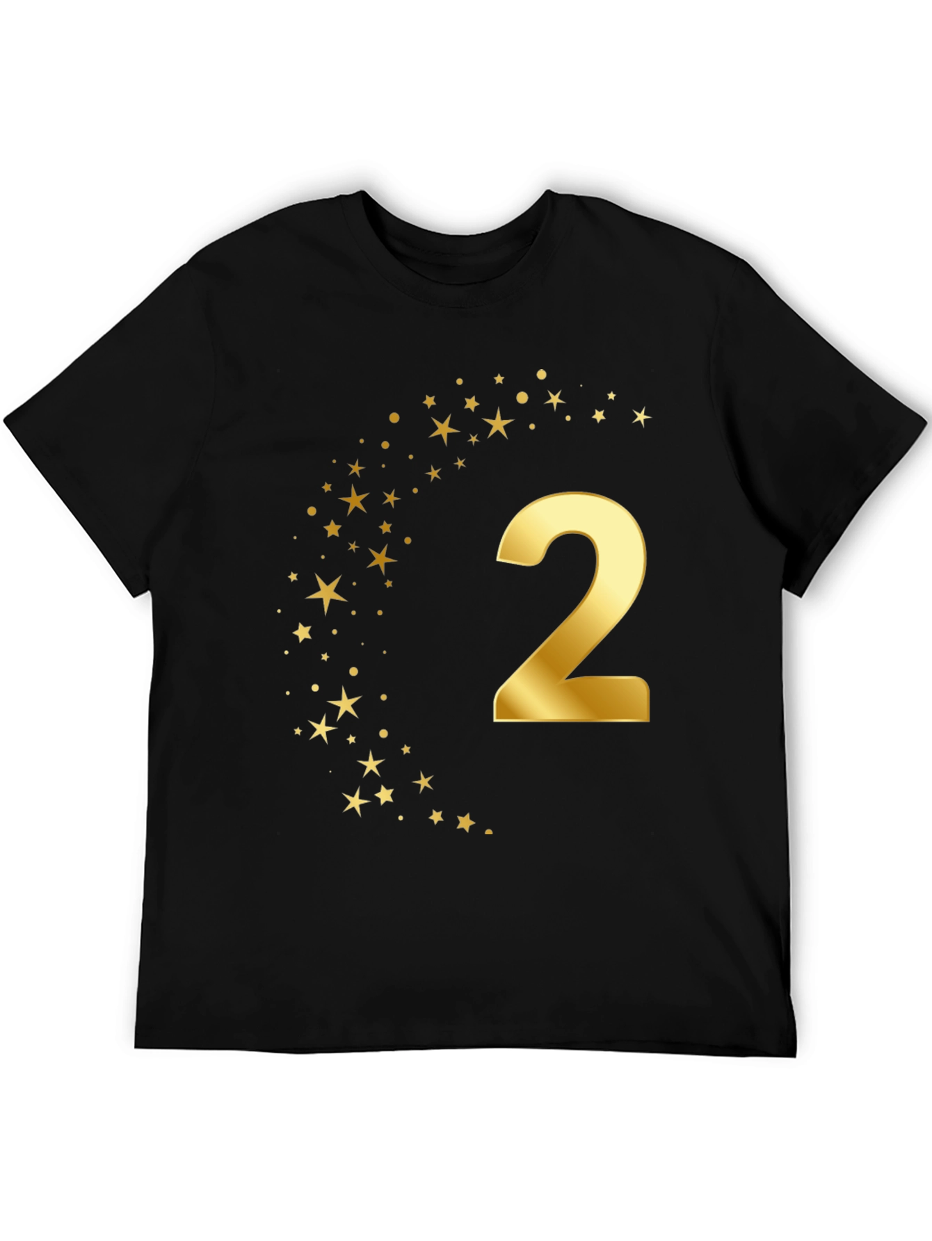 Golden Number Two Stars Birthday T-Shirt