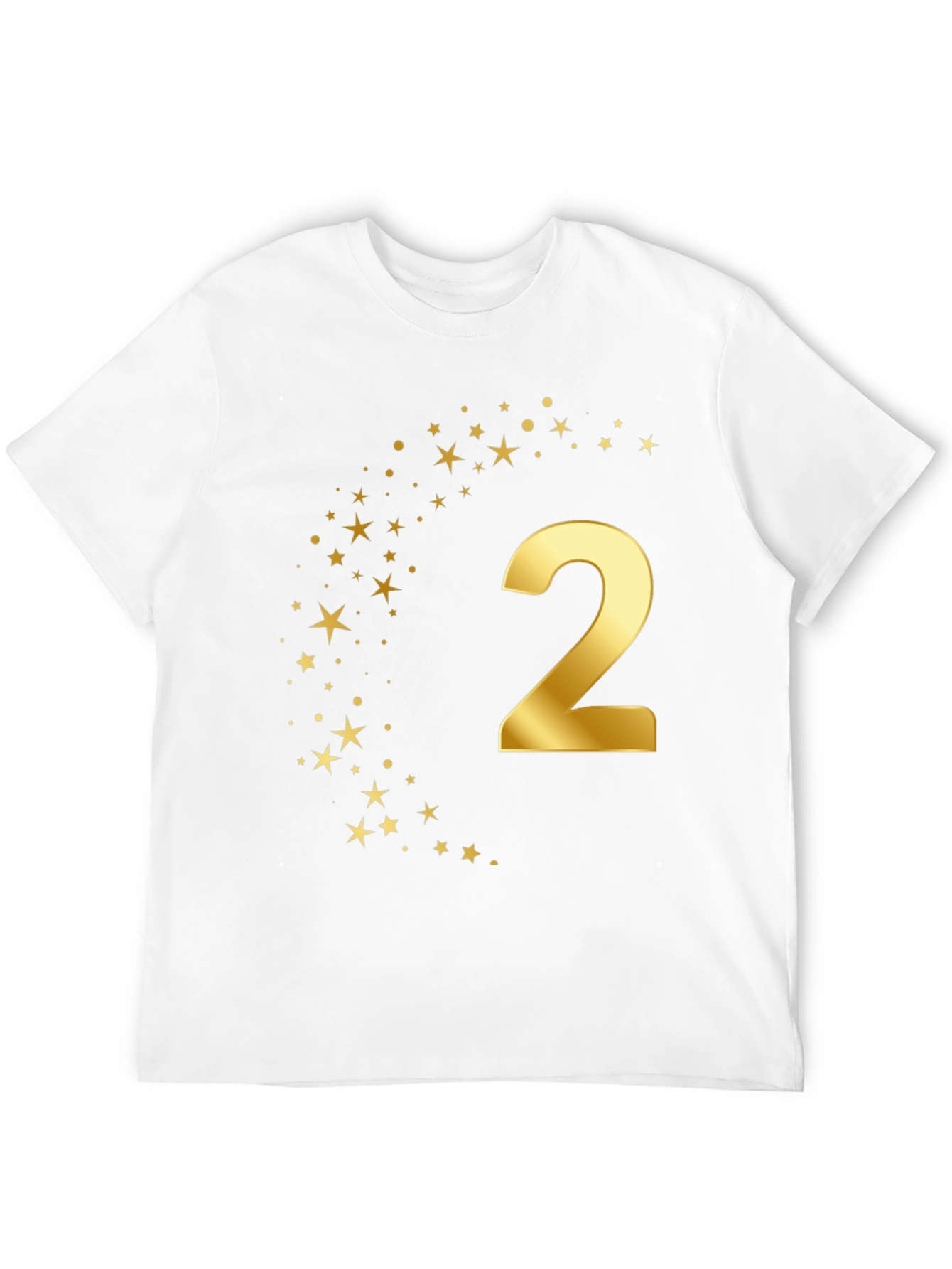 Golden Number Two Stars Birthday T-Shirt