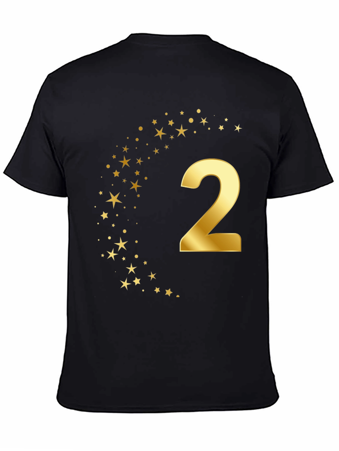 Golden Number Two Stars Birthday T-Shirt