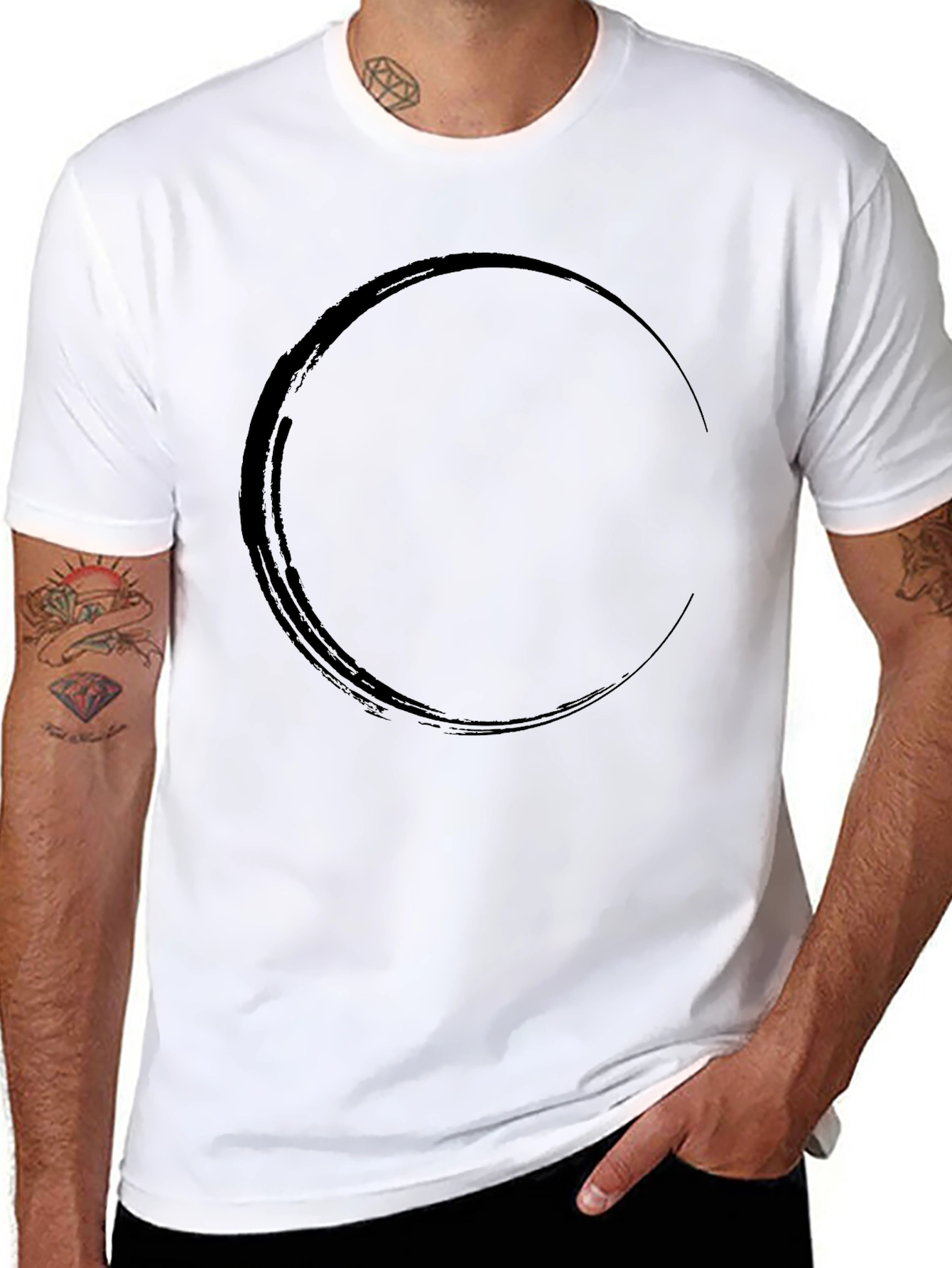 Modern Black T-Shirt with Circle Graphic