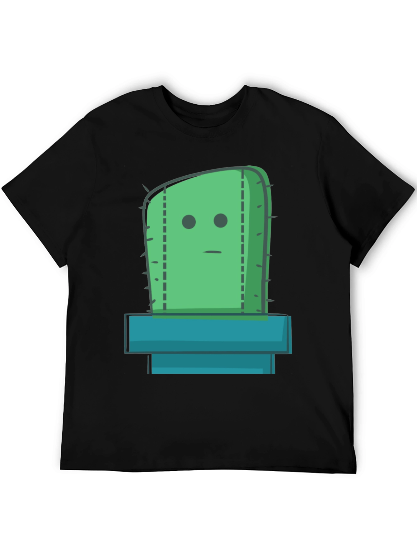Cactus Graphic Tee - Black Cotton Casual Shirt