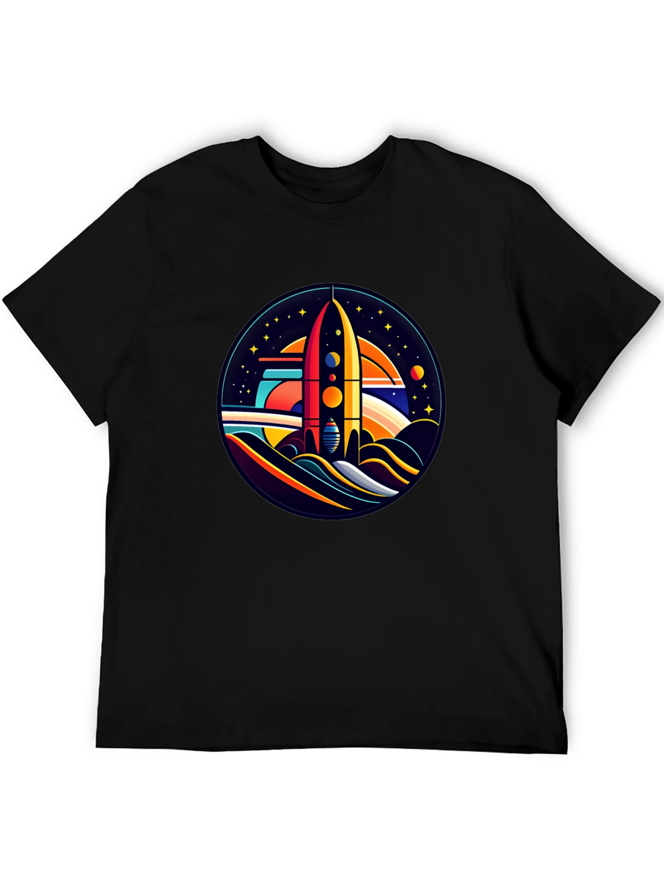 Retro Rocket Launch T-Shirt - Graphic Space Tee