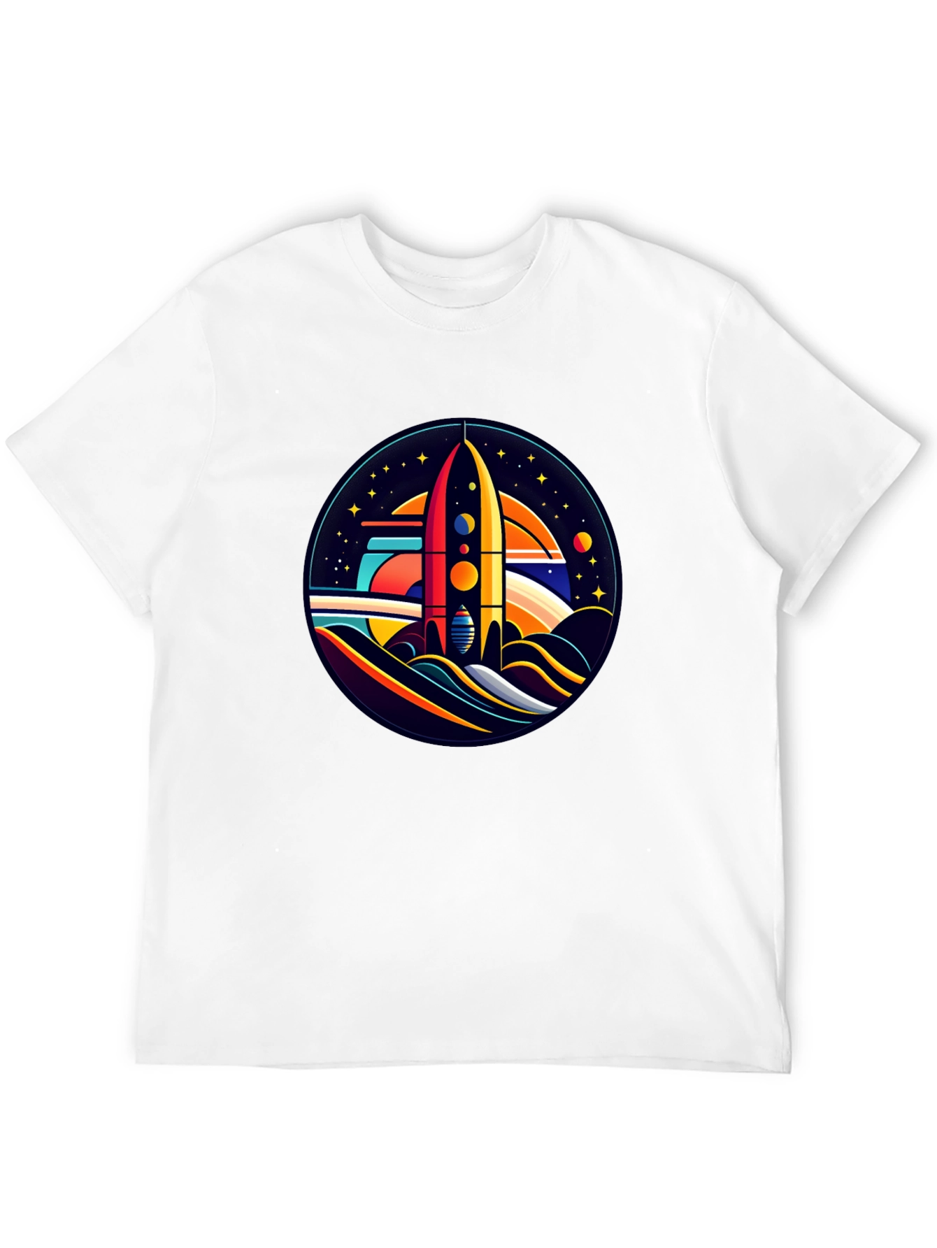 Retro Rocket Launch T-Shirt - Graphic Space Tee