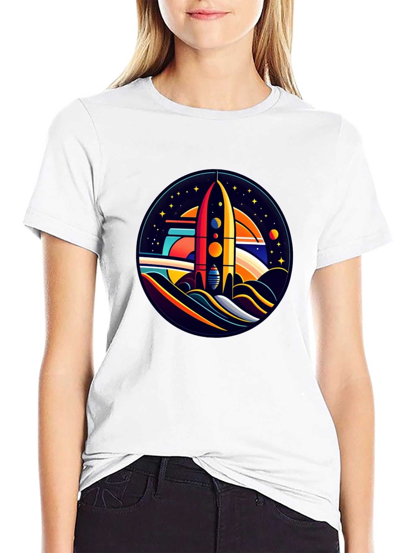 Retro Rocket Launch T-Shirt - Graphic Space Tee