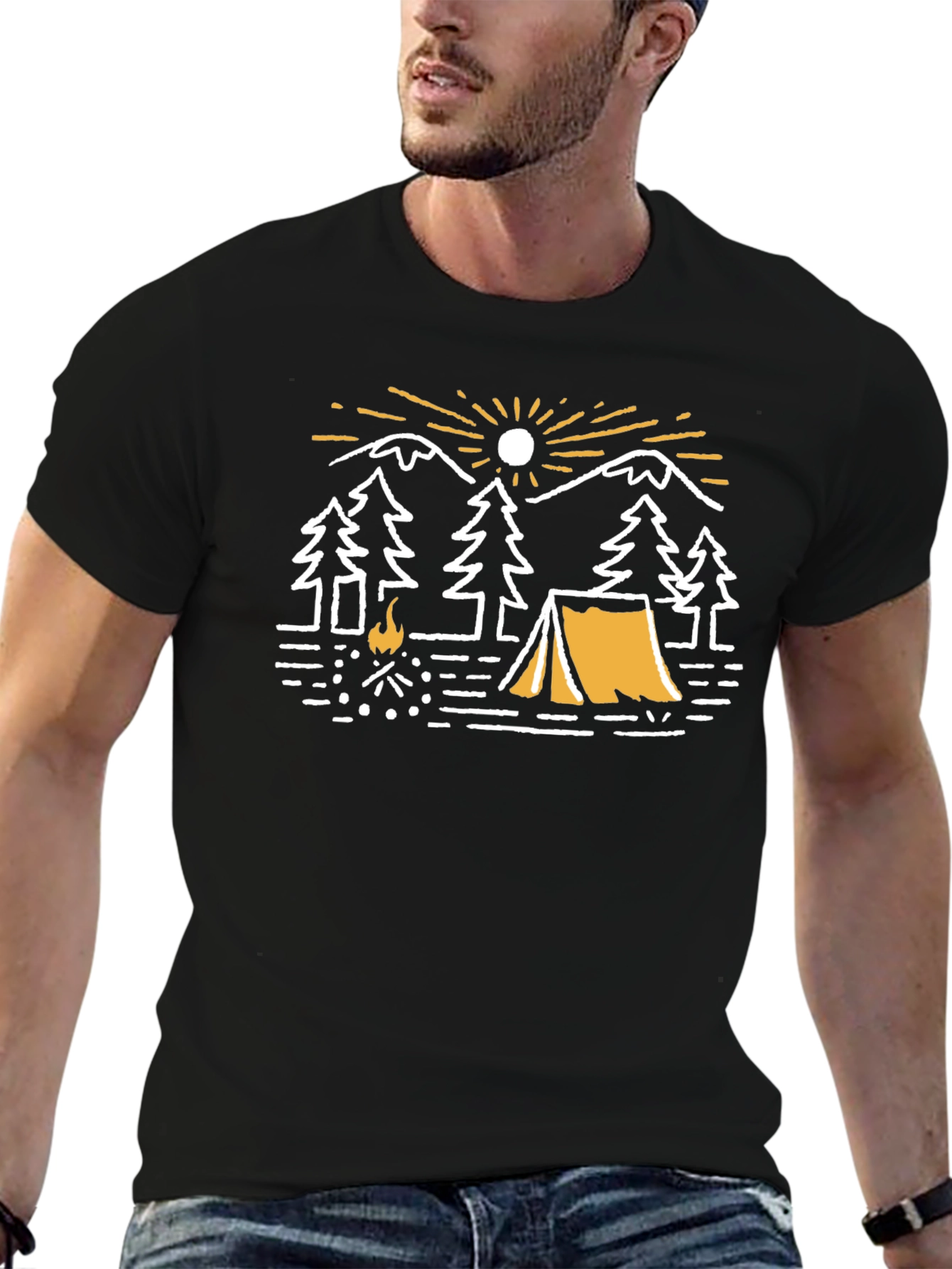 Camping Adventure Graphic T-Shirt - Black