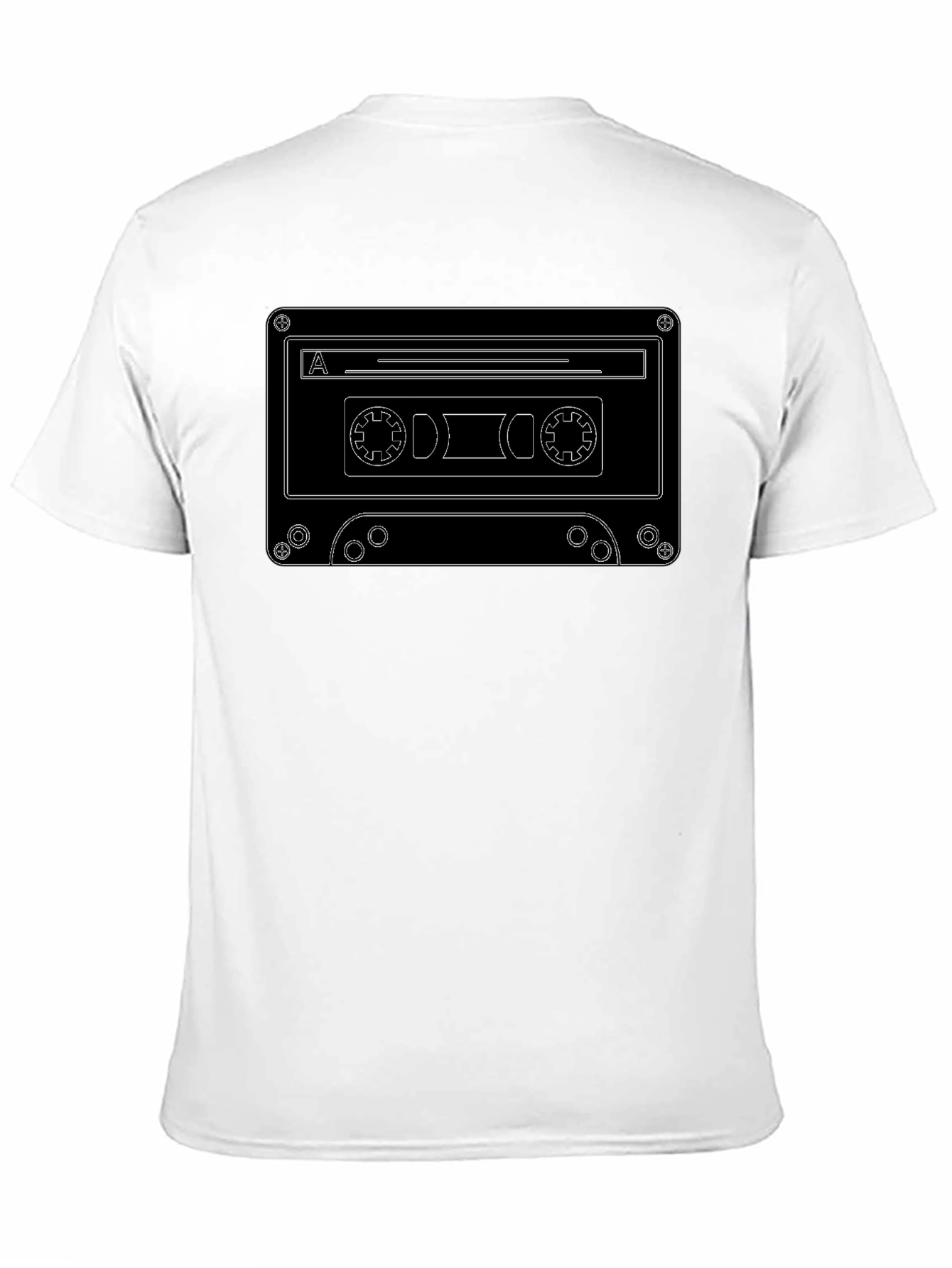 Retro Cassette Tape Graphic Tee - Black Cotton T-Shirt