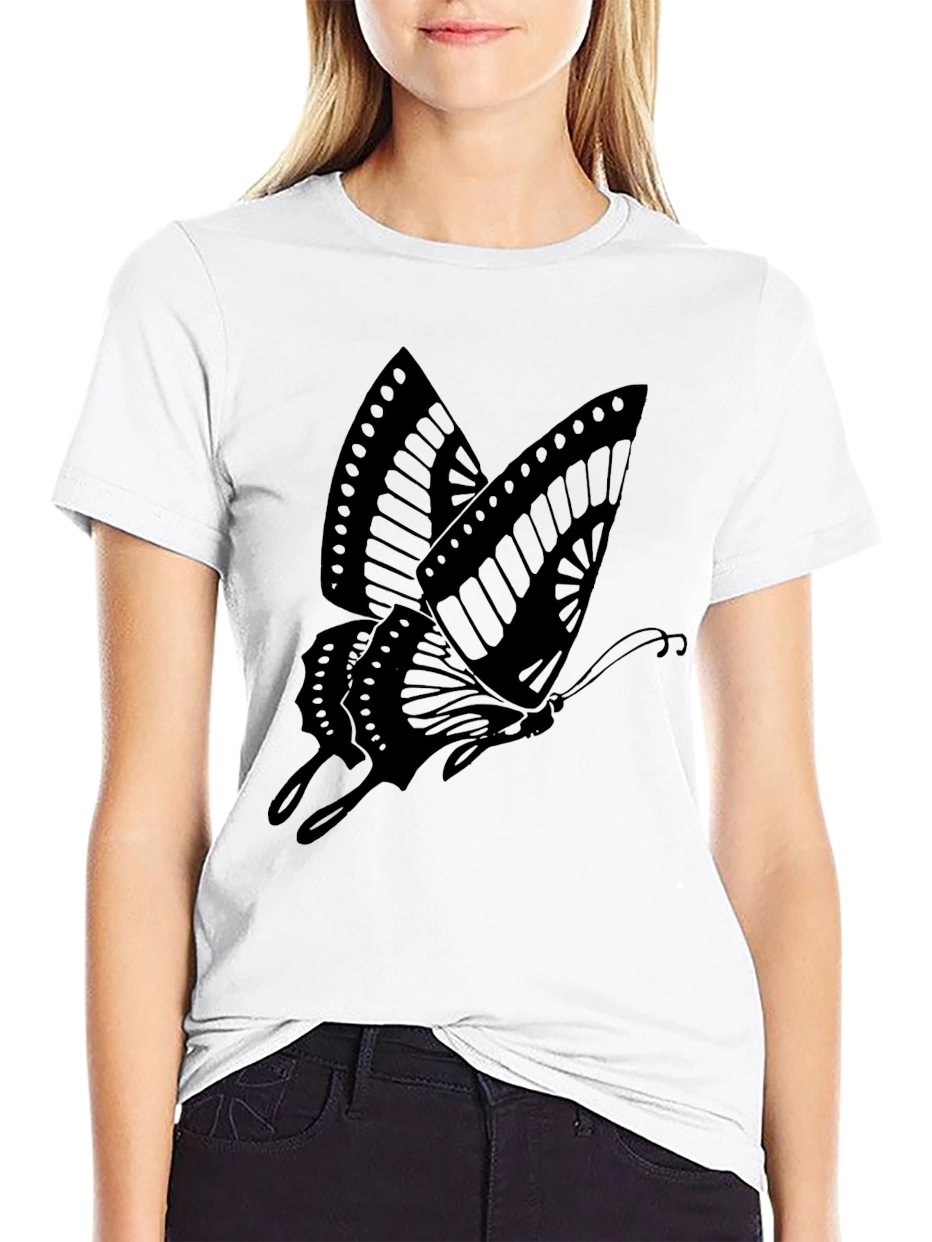 Butterfly Graphic Print Tee - Casual Style