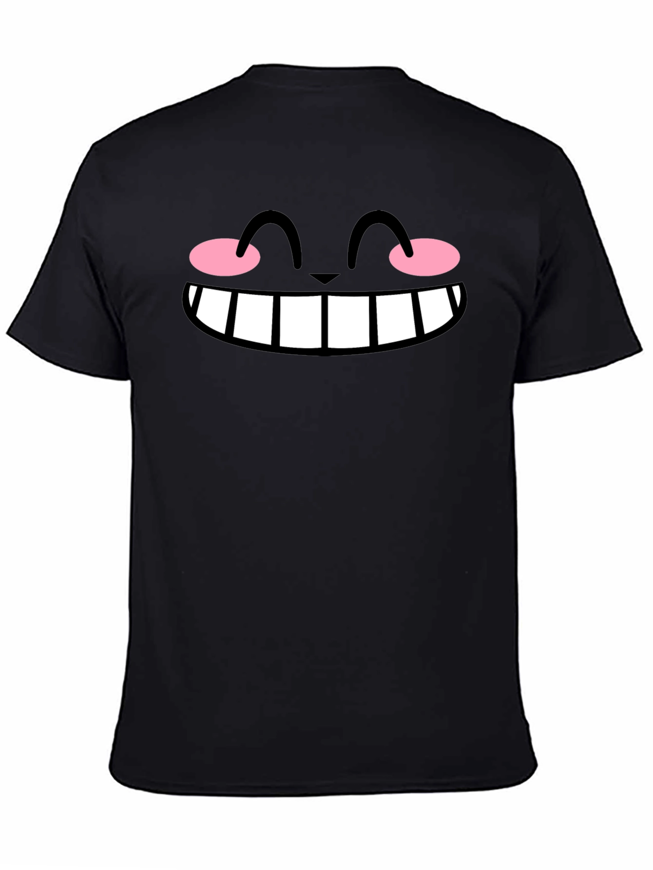 Cute Anime Face Graphic Black T-Shirt