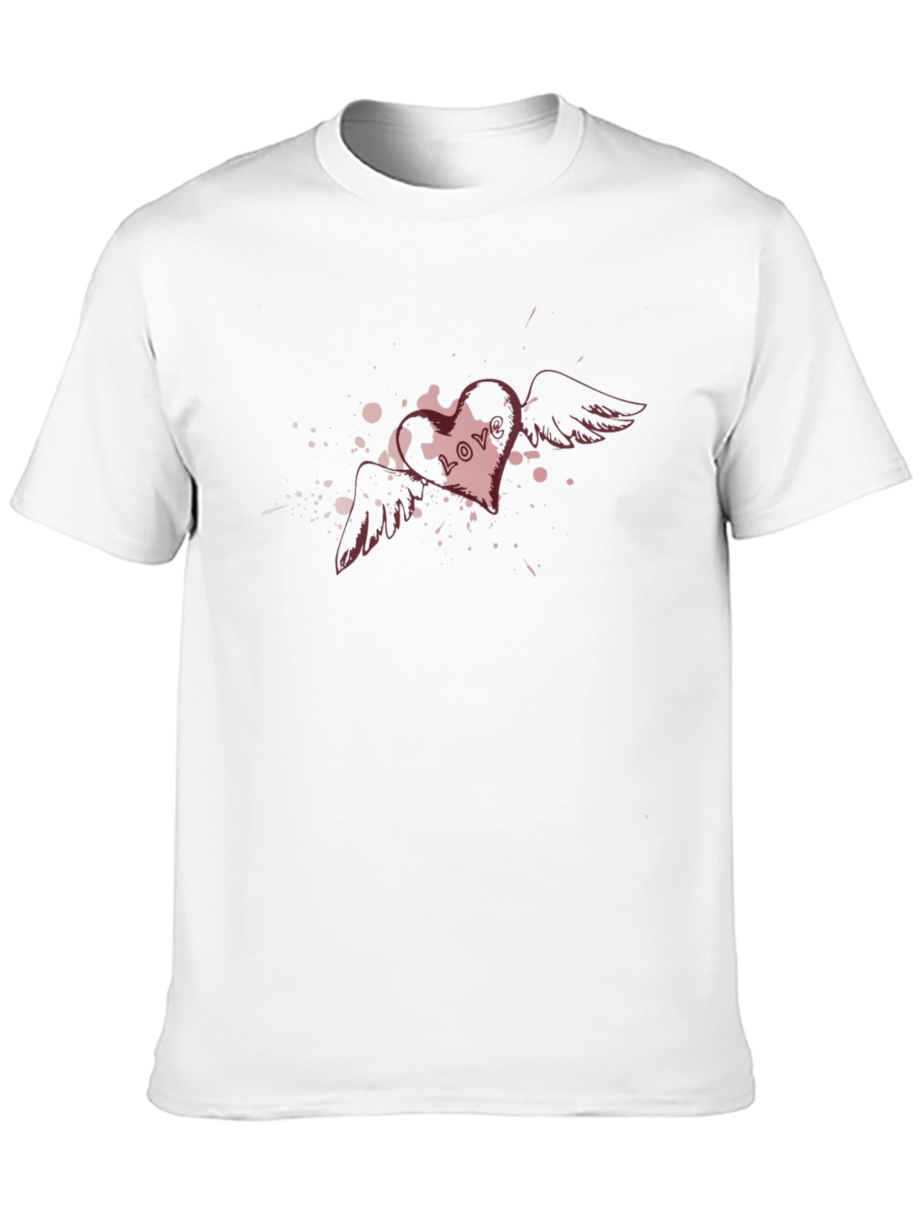 Mens Black T-Shirt with Heart & Wings Love Graphic