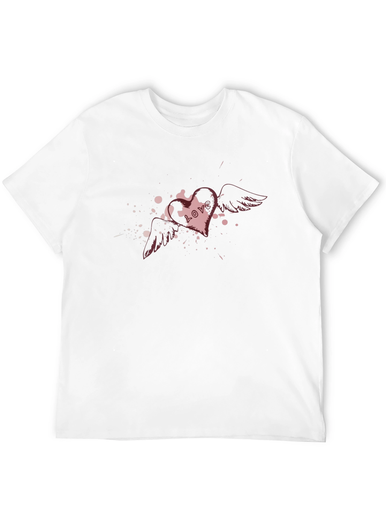 Mens Black T-Shirt with Heart & Wings Love Graphic