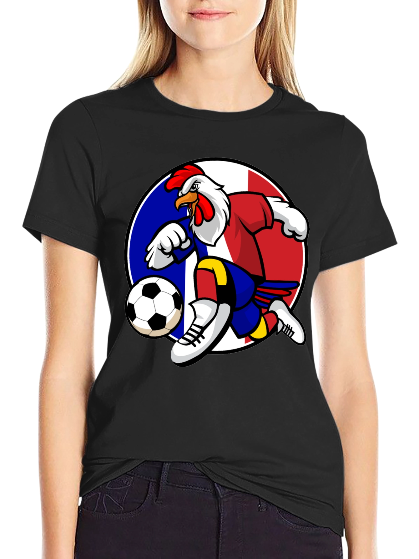 French Rooster Soccer T-Shirt - Black