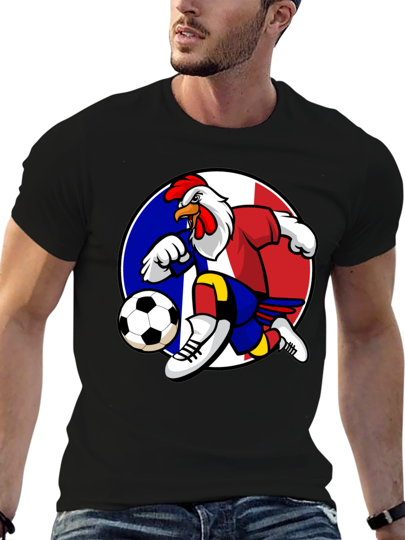 French Rooster Soccer T-Shirt - Black