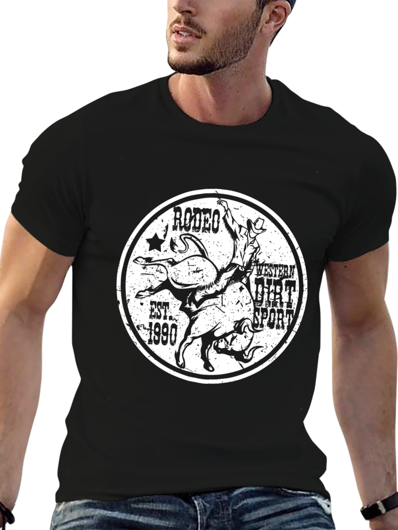 Rodeo Western Dirt Sport Black T-Shirt