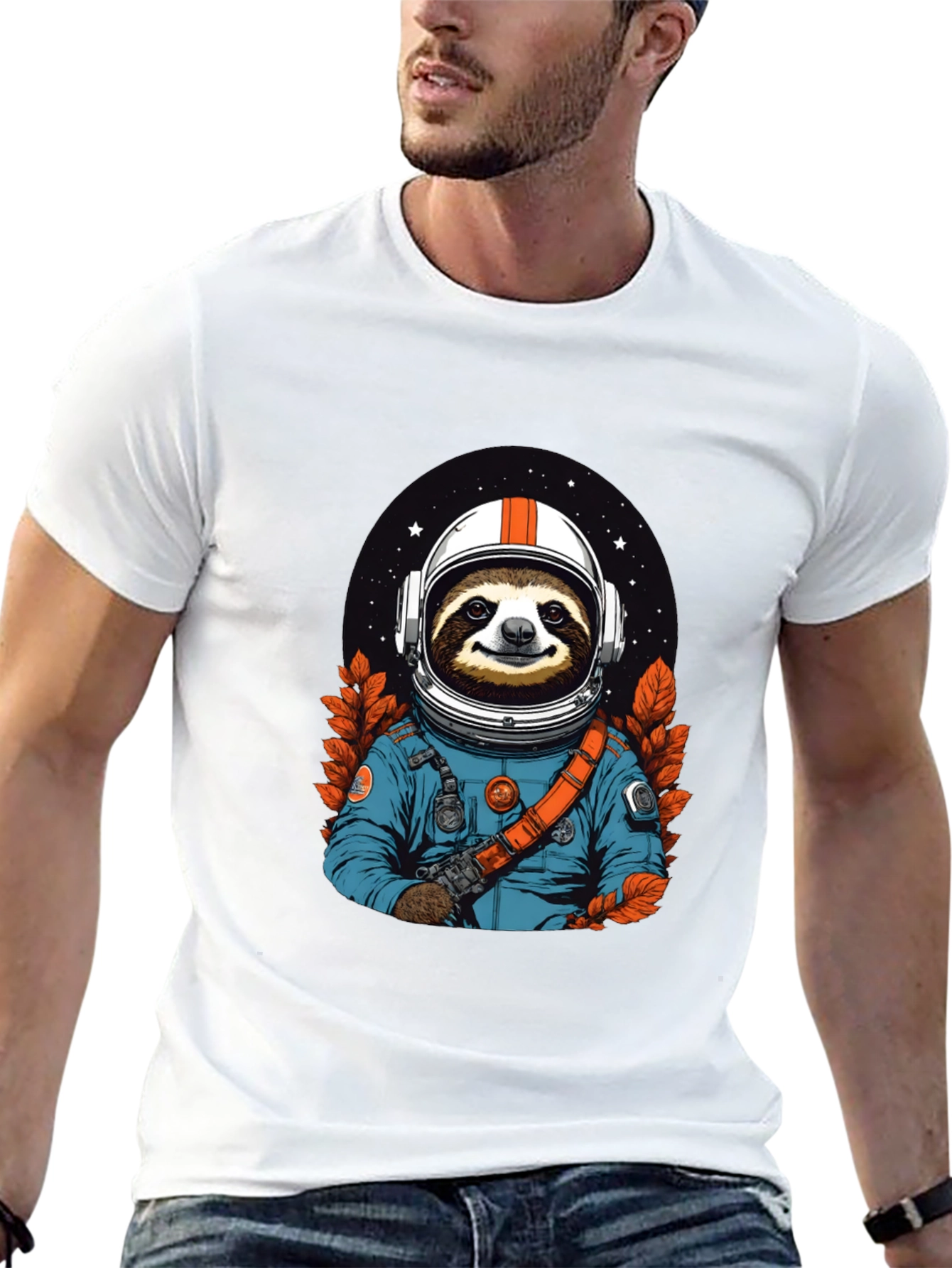 Sloth Astronaut Graphic Tee - Space Adventure Shirt