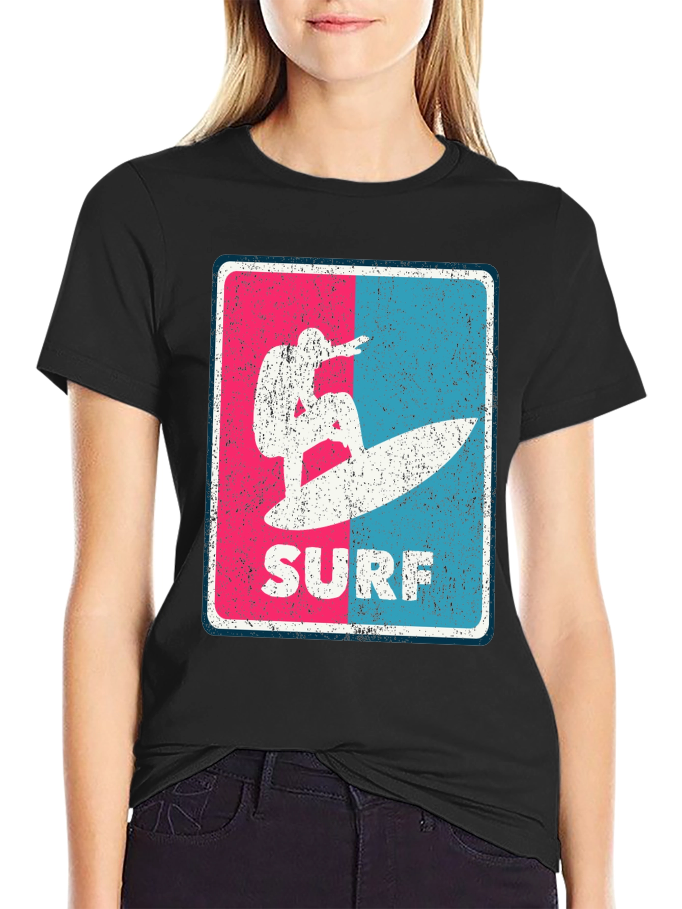 Surf Graphic Tee - Retro Style Black T-Shirt