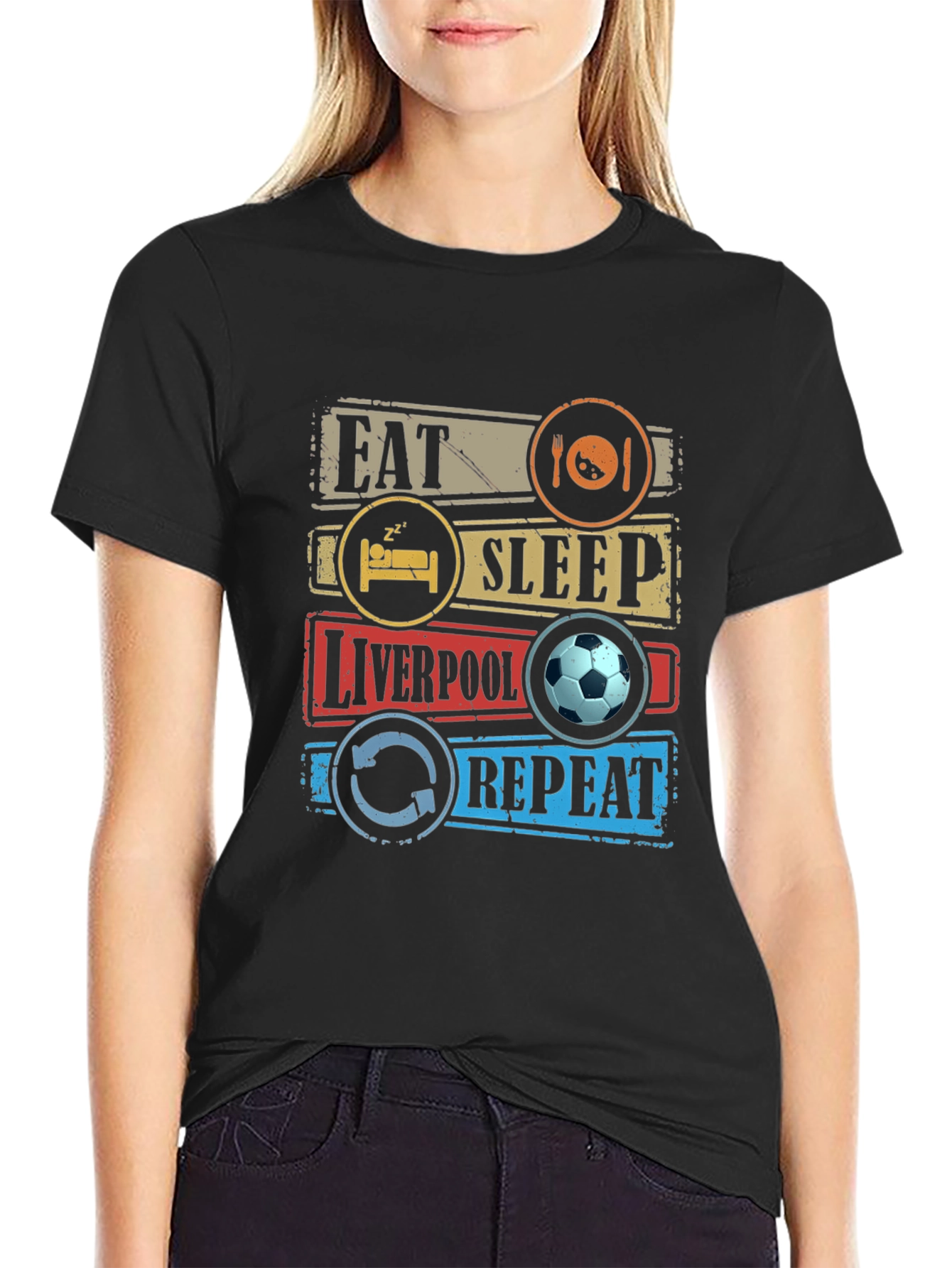 Eat Sleep Liverpool Repeat Graphic T-Shirt