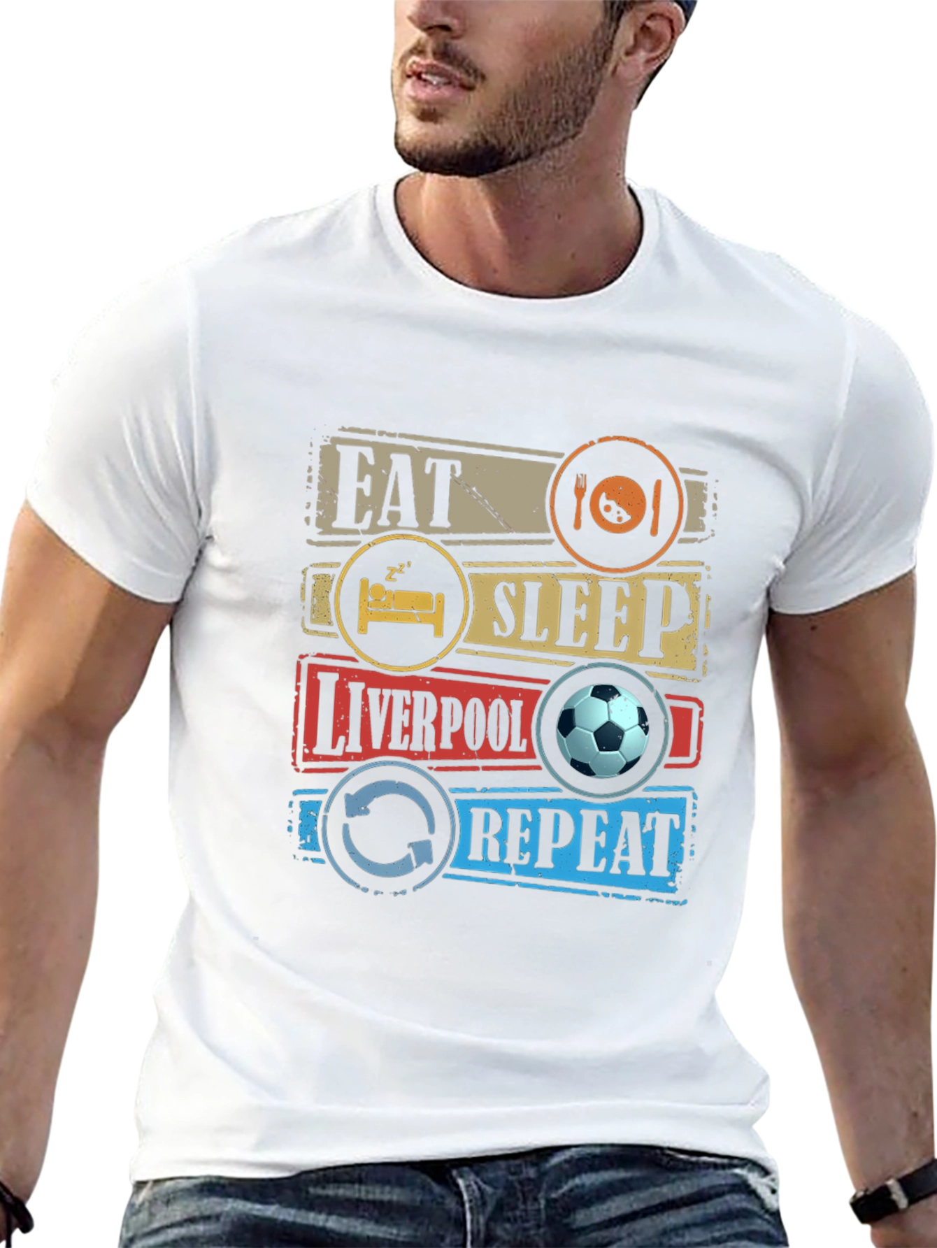 Eat Sleep Liverpool Repeat Graphic T-Shirt