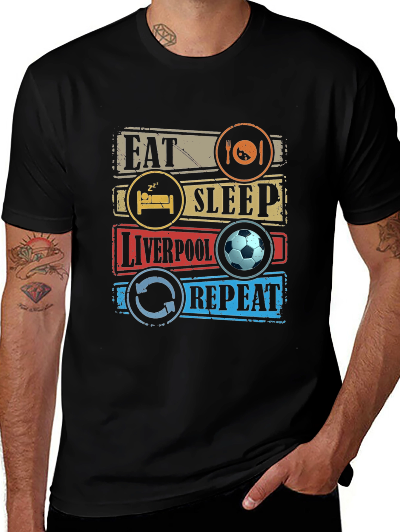 Eat Sleep Liverpool Repeat Graphic T-Shirt