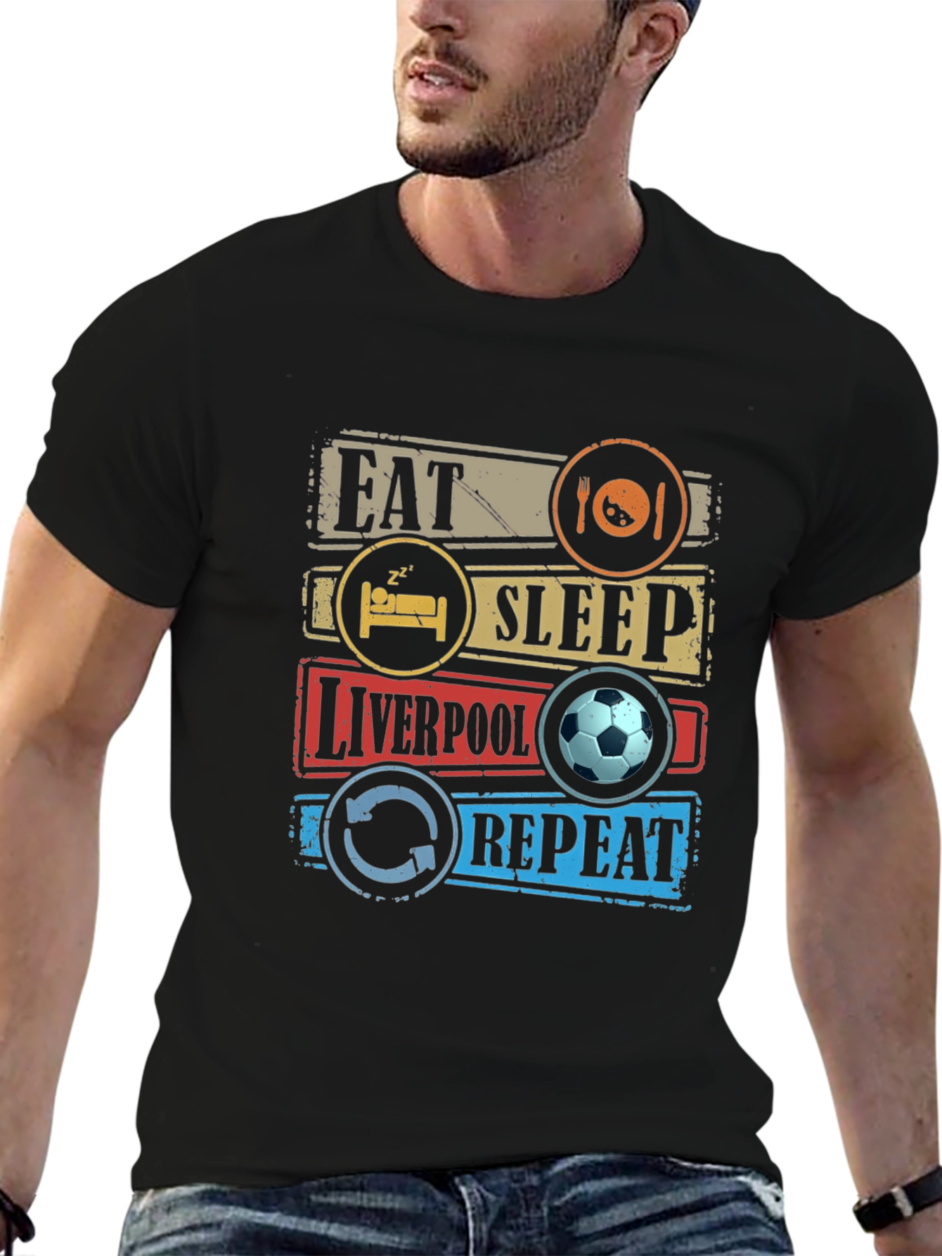Eat Sleep Liverpool Repeat Graphic T-Shirt