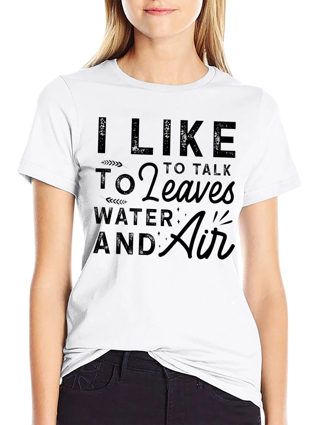 I Like to Talk to Leaves Black Tee