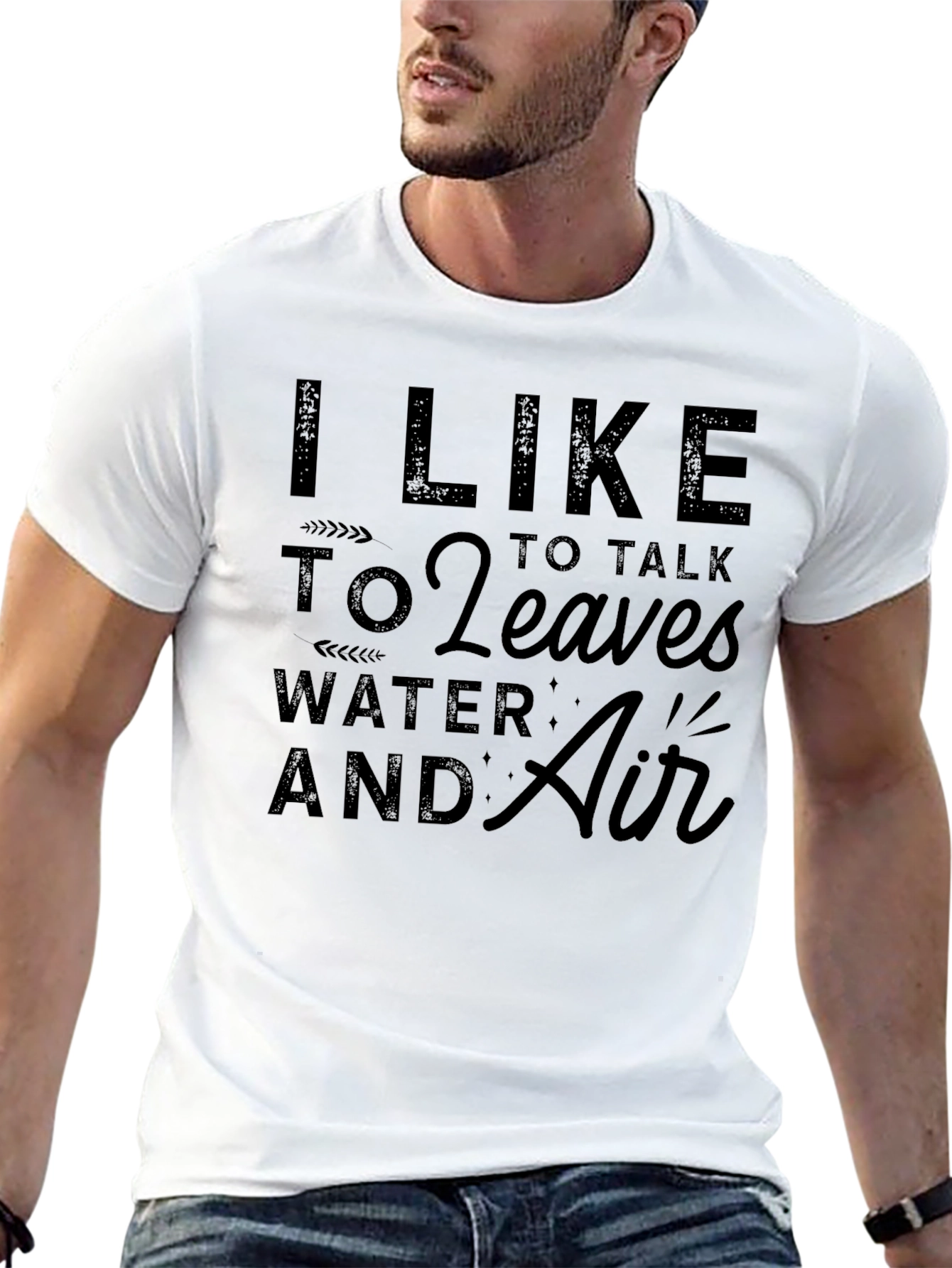 I Like to Talk to Leaves Black Tee
