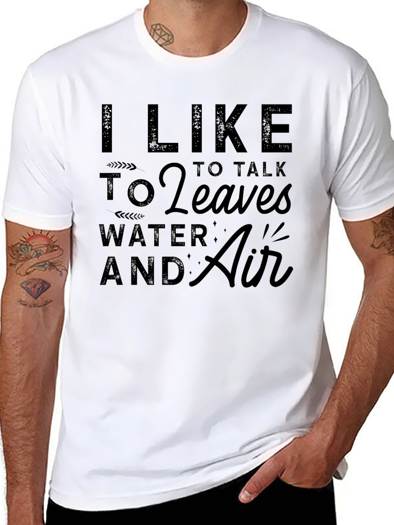 I Like to Talk to Leaves Black Tee