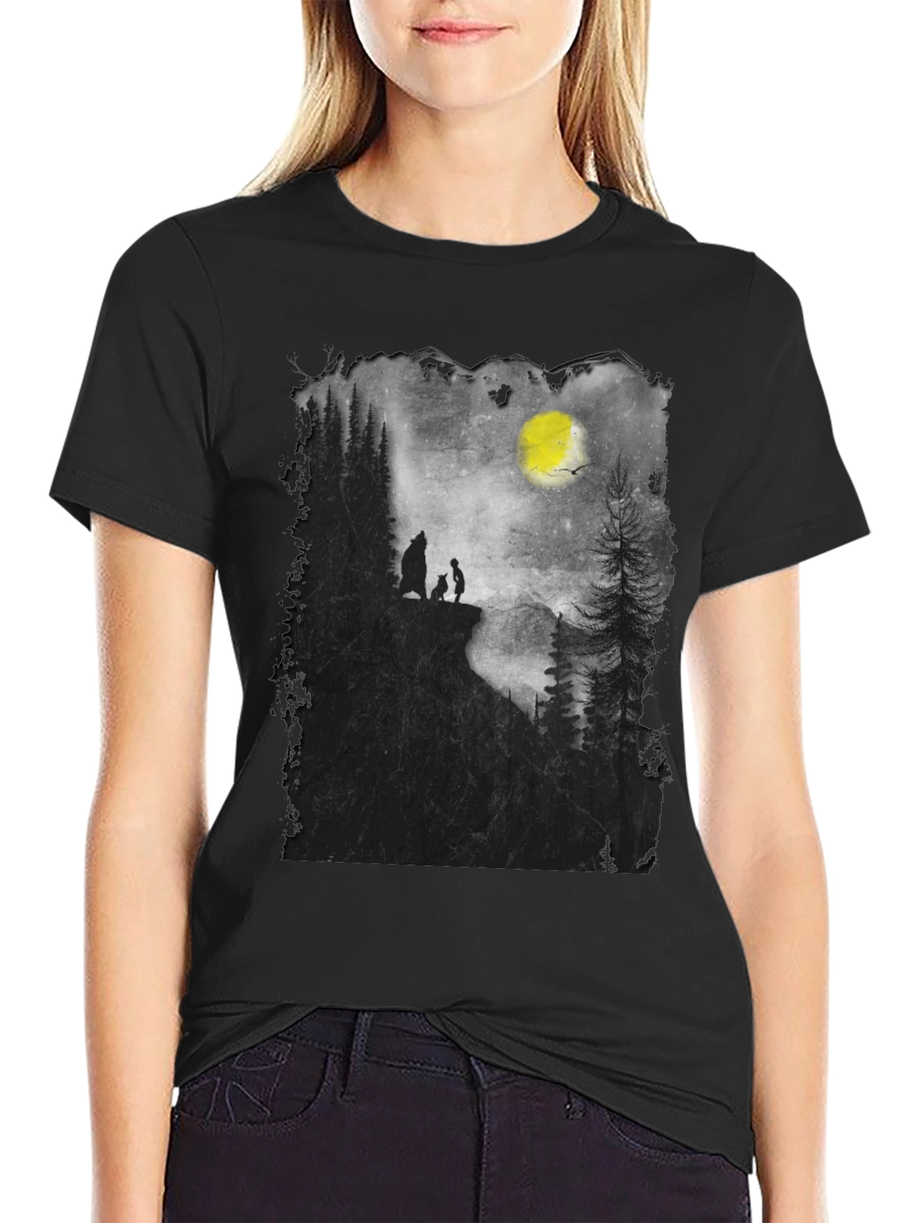 Nature Scene Mens Black T-Shirt
