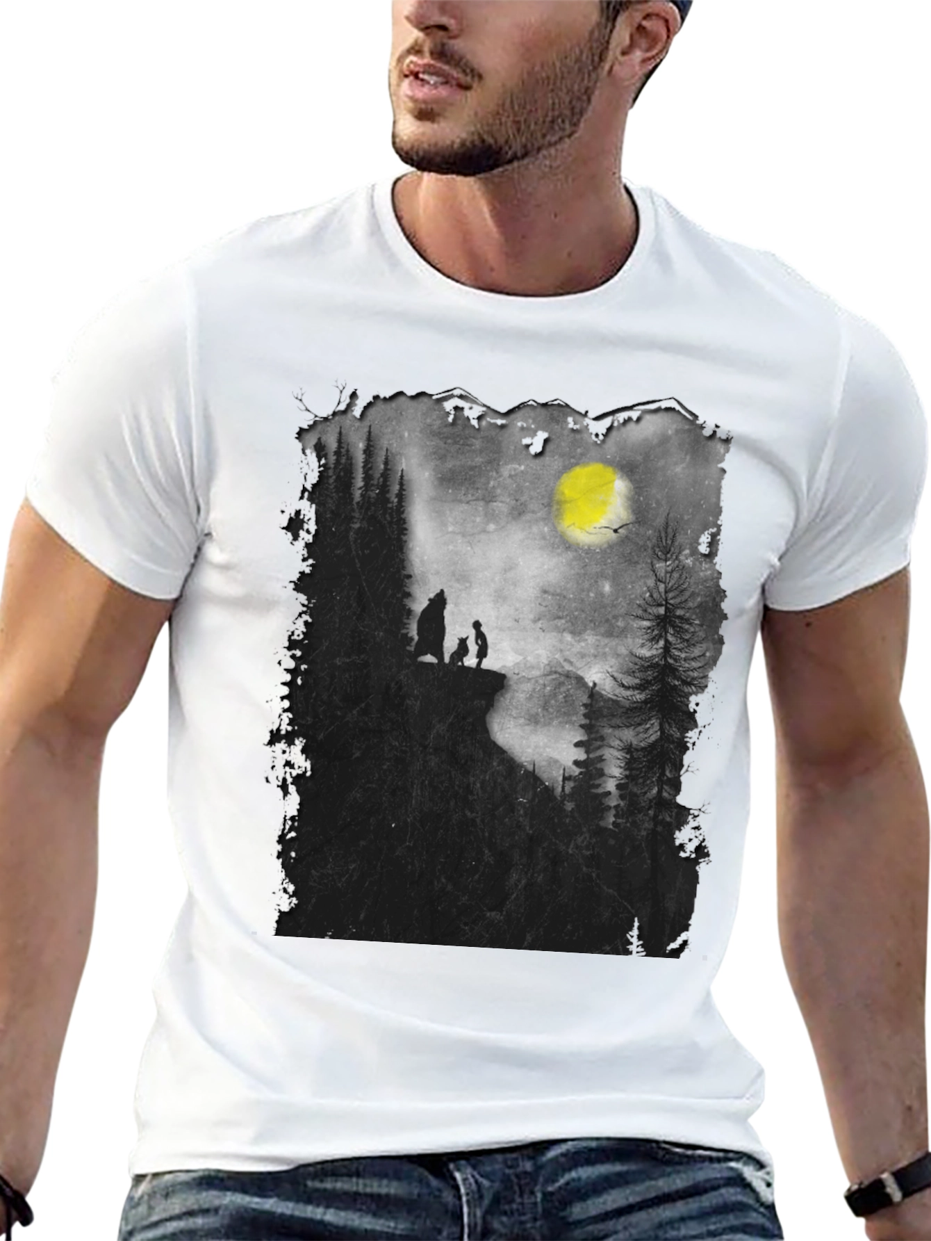 Nature Scene Mens Black T-Shirt