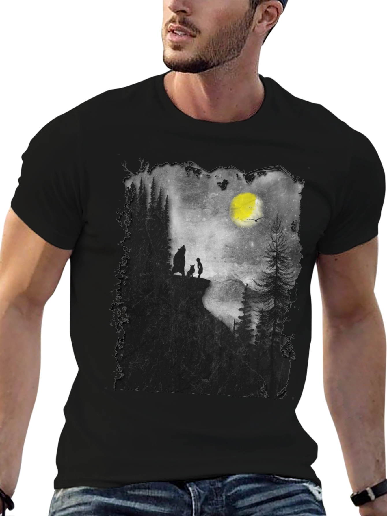 Nature Scene Mens Black T-Shirt