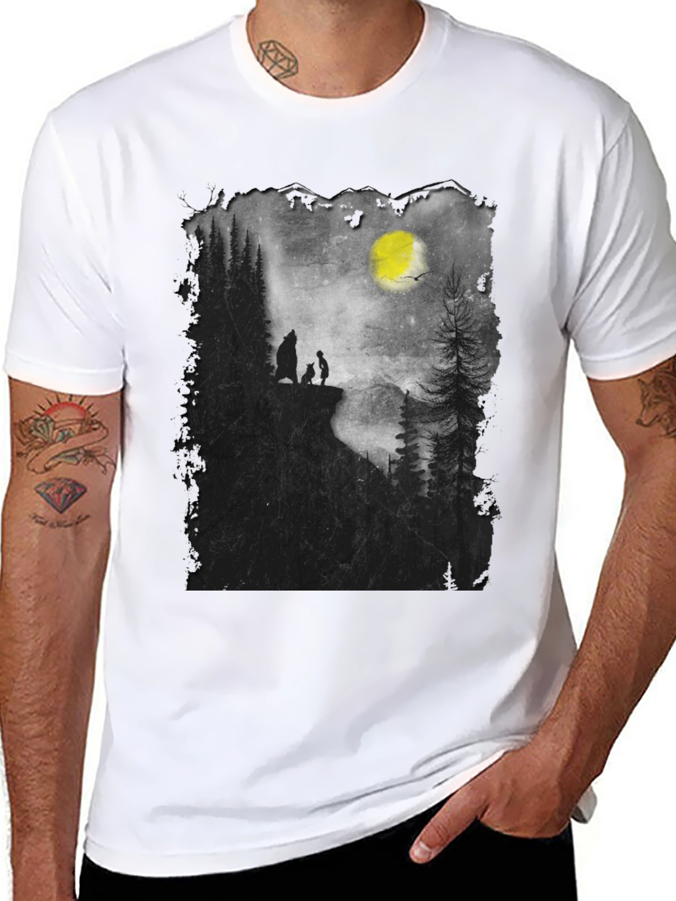 Nature Scene Mens Black T-Shirt