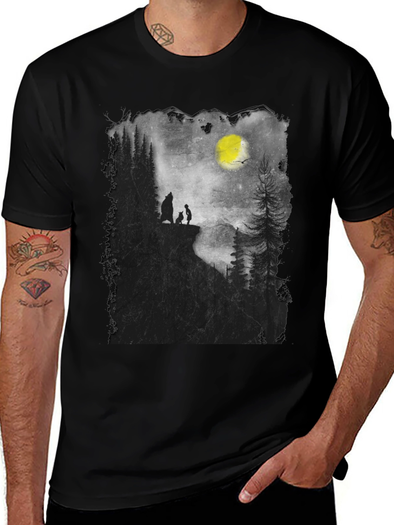Nature Scene Mens Black T-Shirt