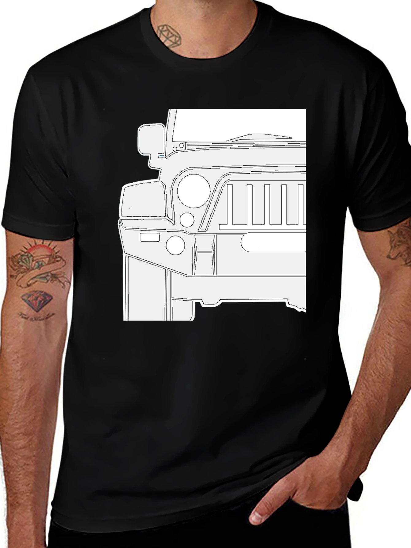Jeep Outline Graphic Black T-Shirt