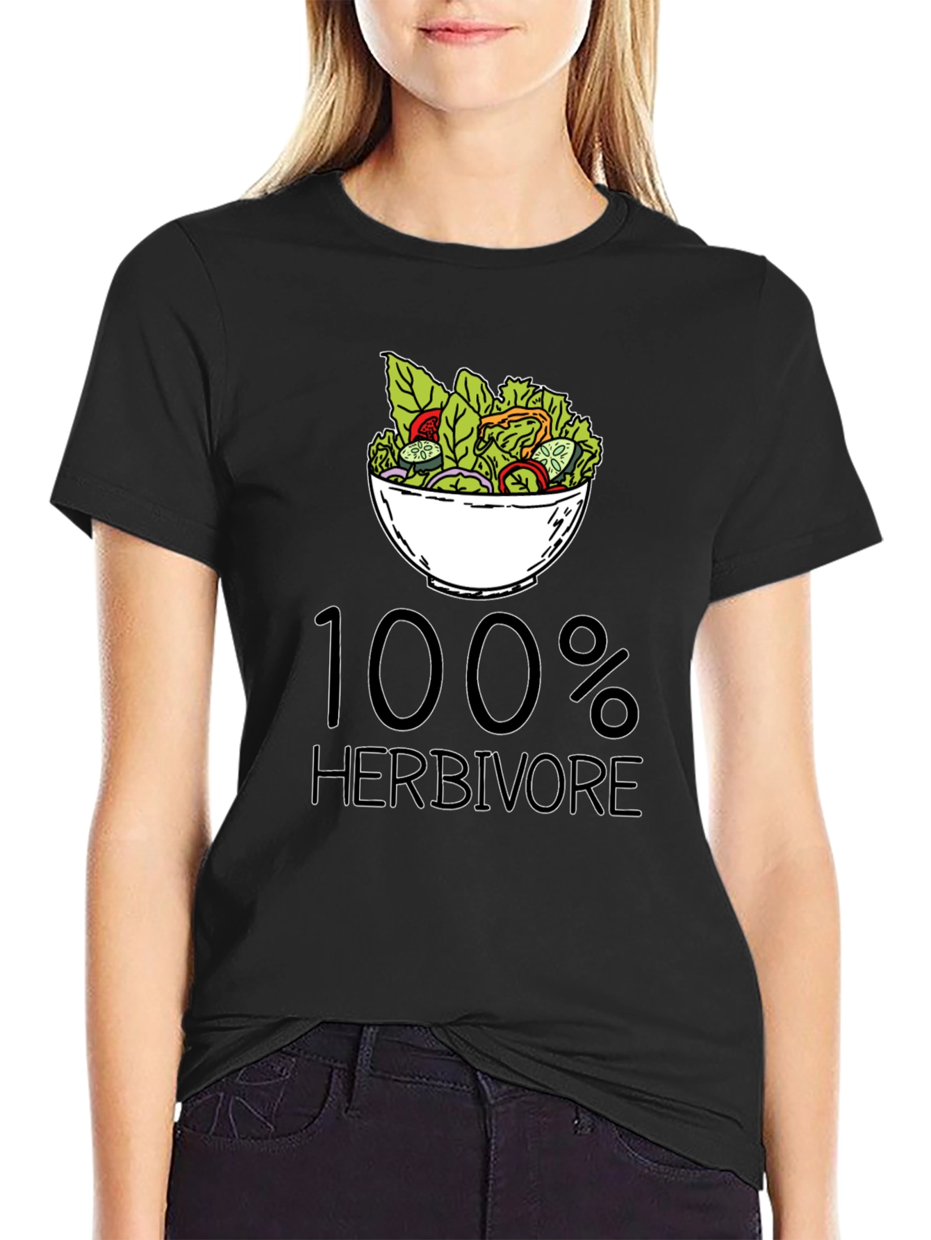 100% Herbivore Black T-Shirt - Vegan Lifestyle Apparel