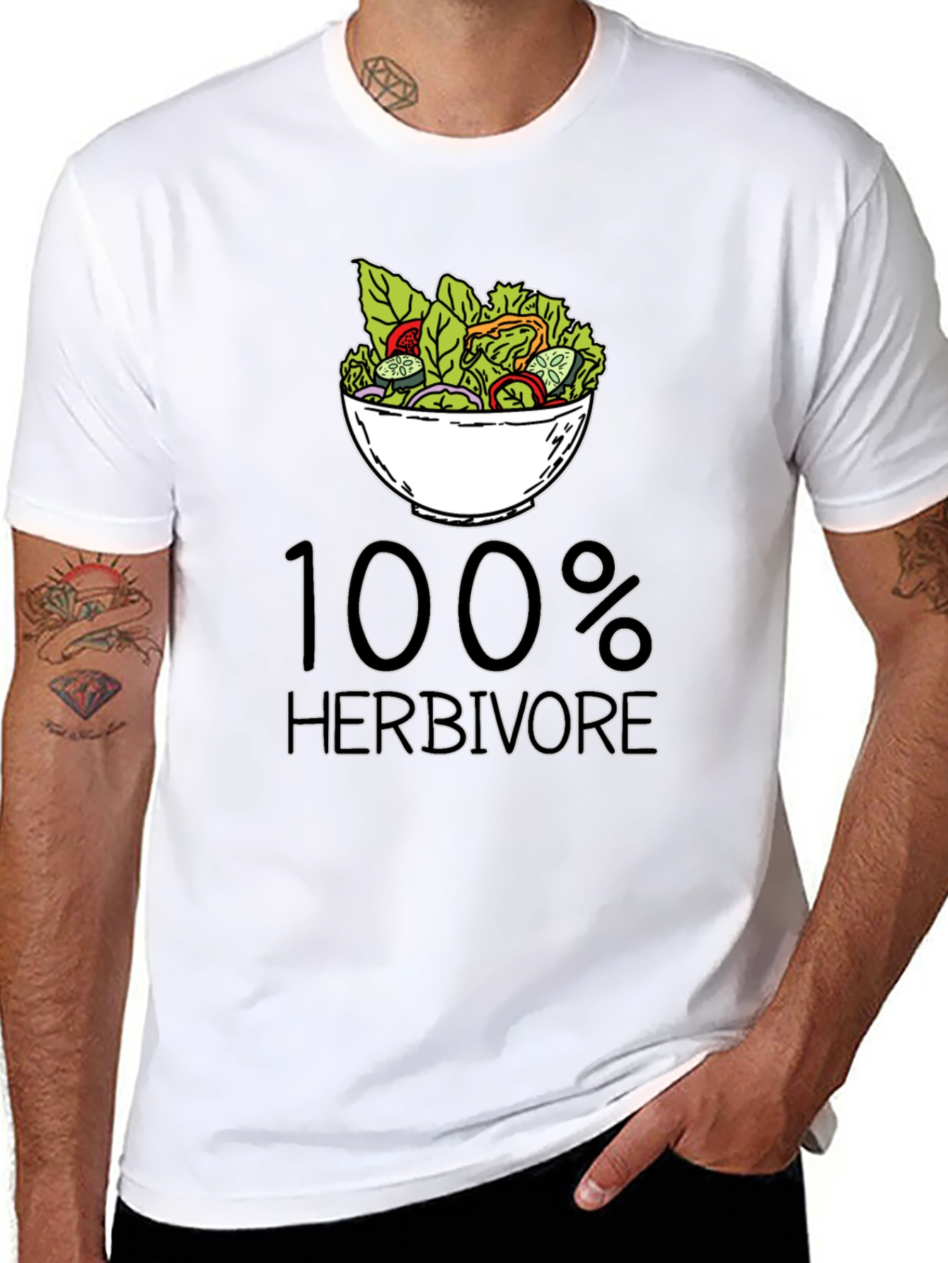 100% Herbivore Black T-Shirt - Vegan Lifestyle Apparel