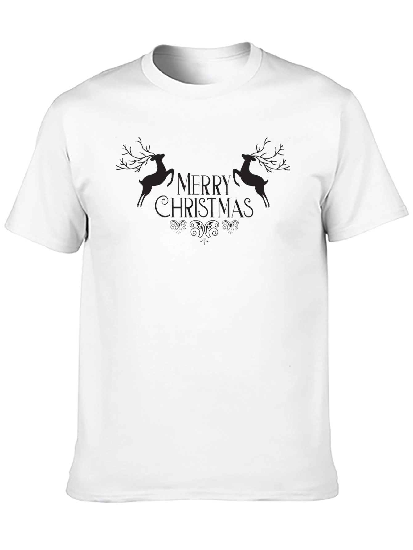 Merry Christmas Deer Graphic Tee - Black