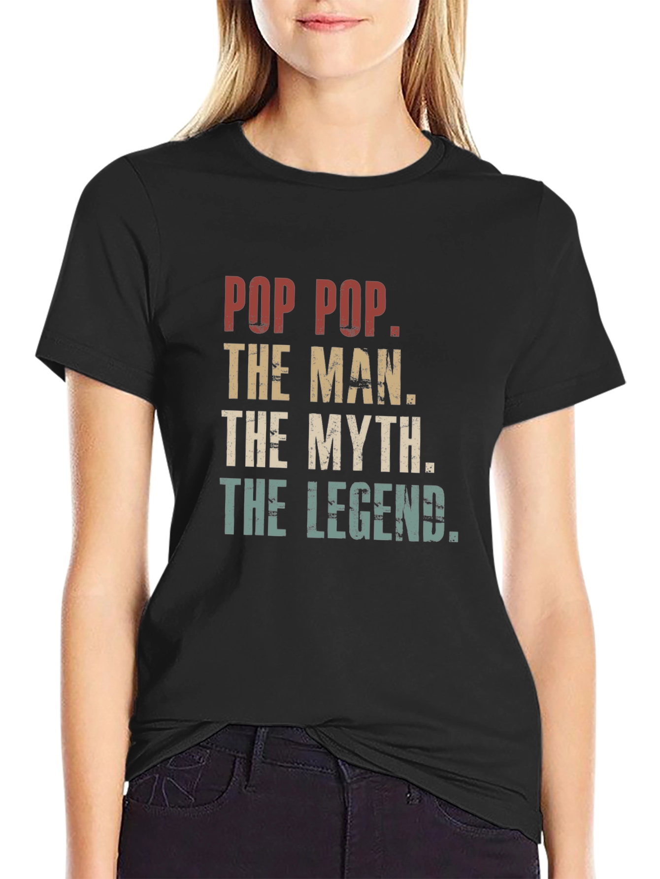 Pop Pop The Man Myth Legend Black T-Shirt