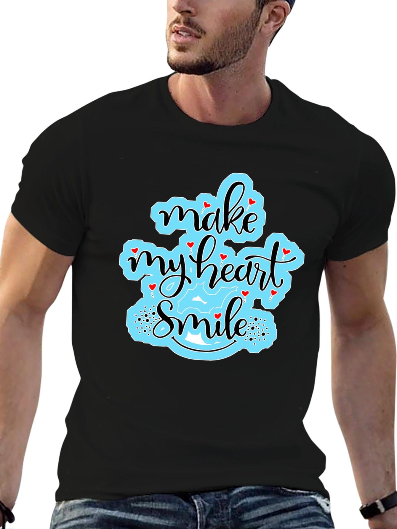 Make My Heart Smile Black T-Shirt