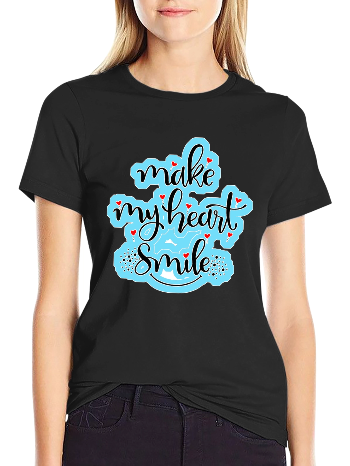 Make My Heart Smile Black T-Shirt