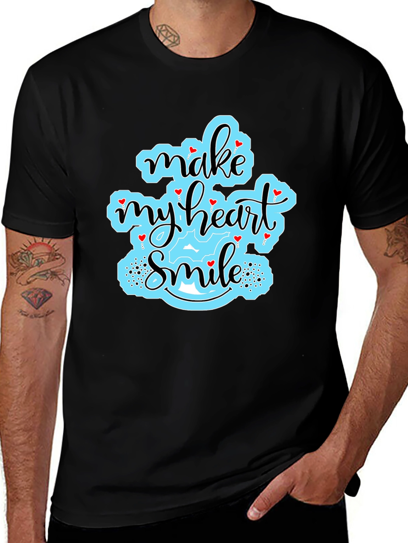 Make My Heart Smile Black T-Shirt