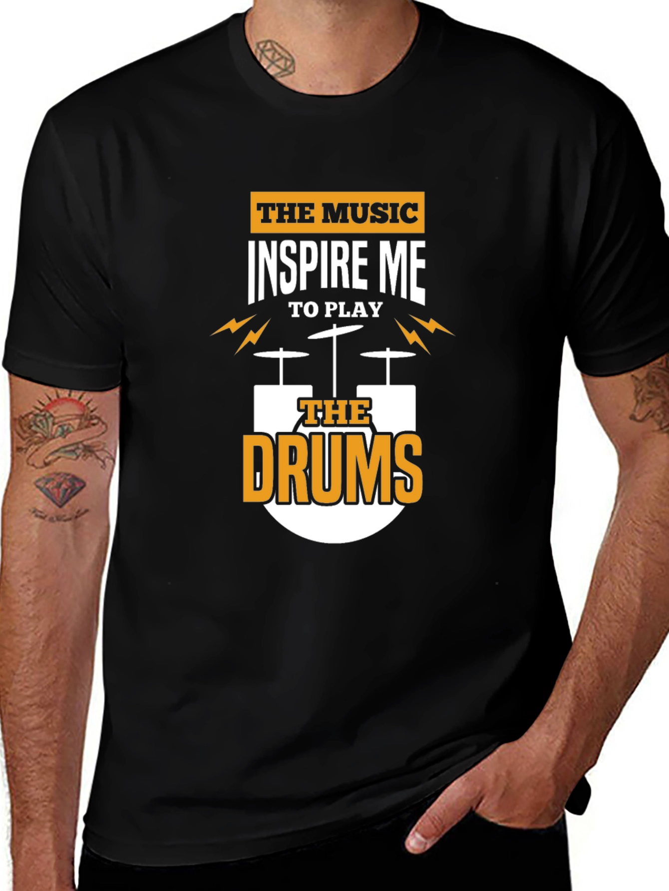 Inspire Me Drums Graphic T-Shirt - Black