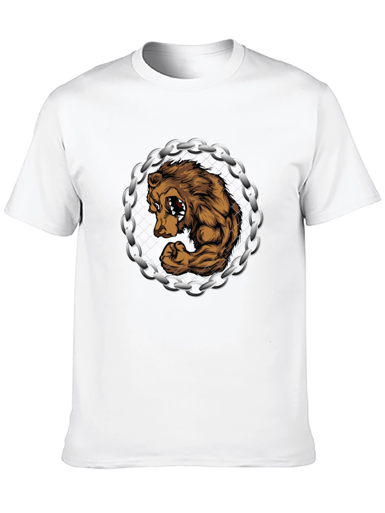 Bear Muscle Chains Graphic T-Shirt - Black