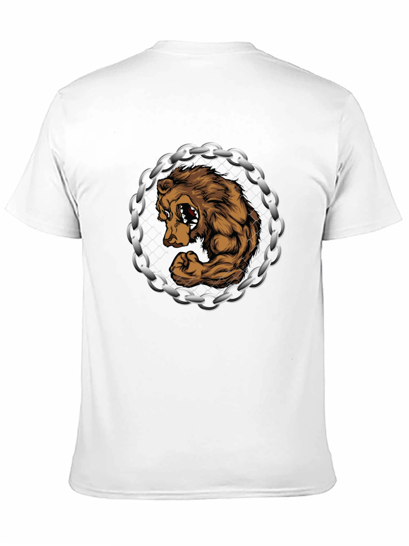 Bear Muscle Chains Graphic T-Shirt - Black