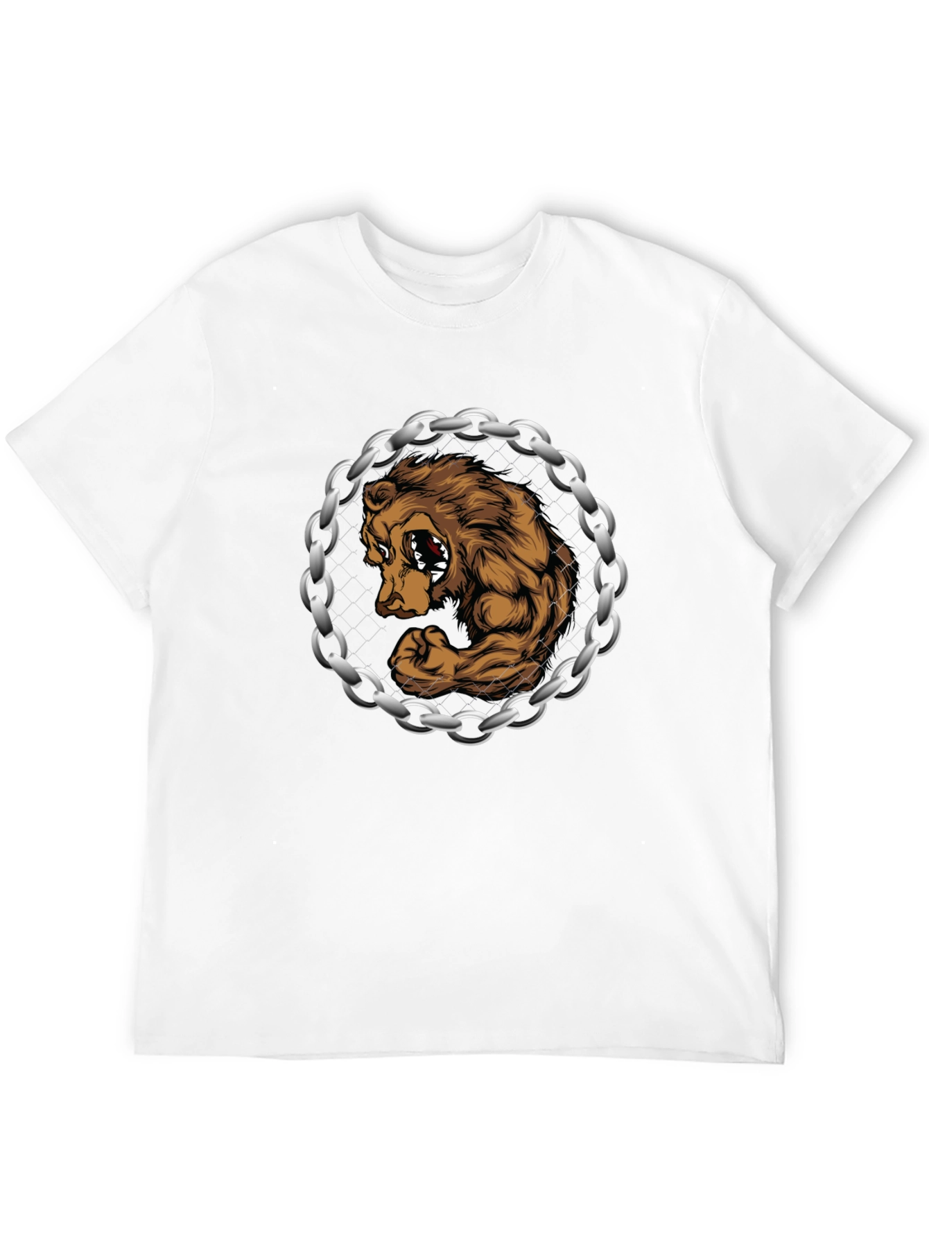 Bear Muscle Chains Graphic T-Shirt - Black