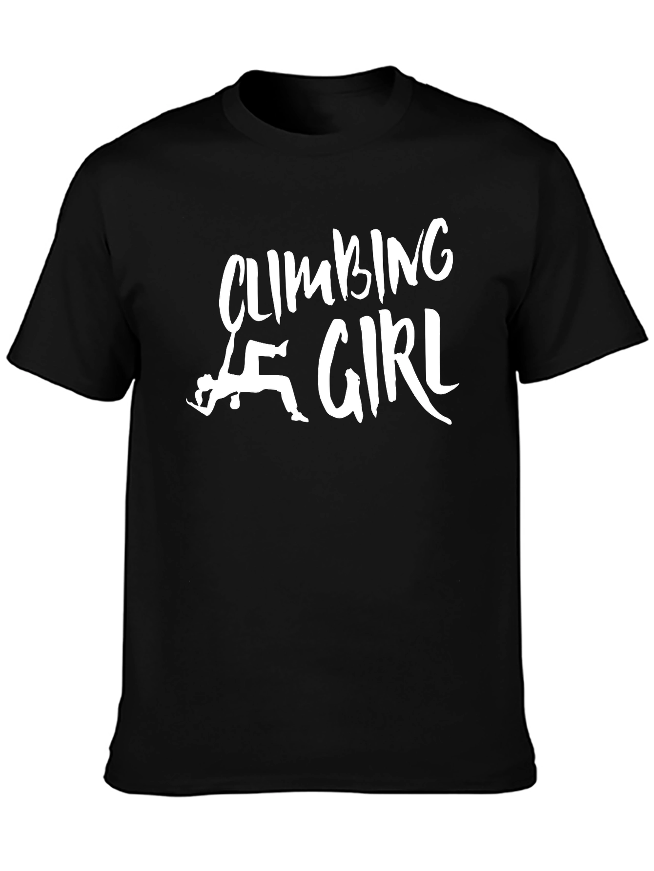 Climbing Girl Graphic Tee - Black Cotton T-Shirt