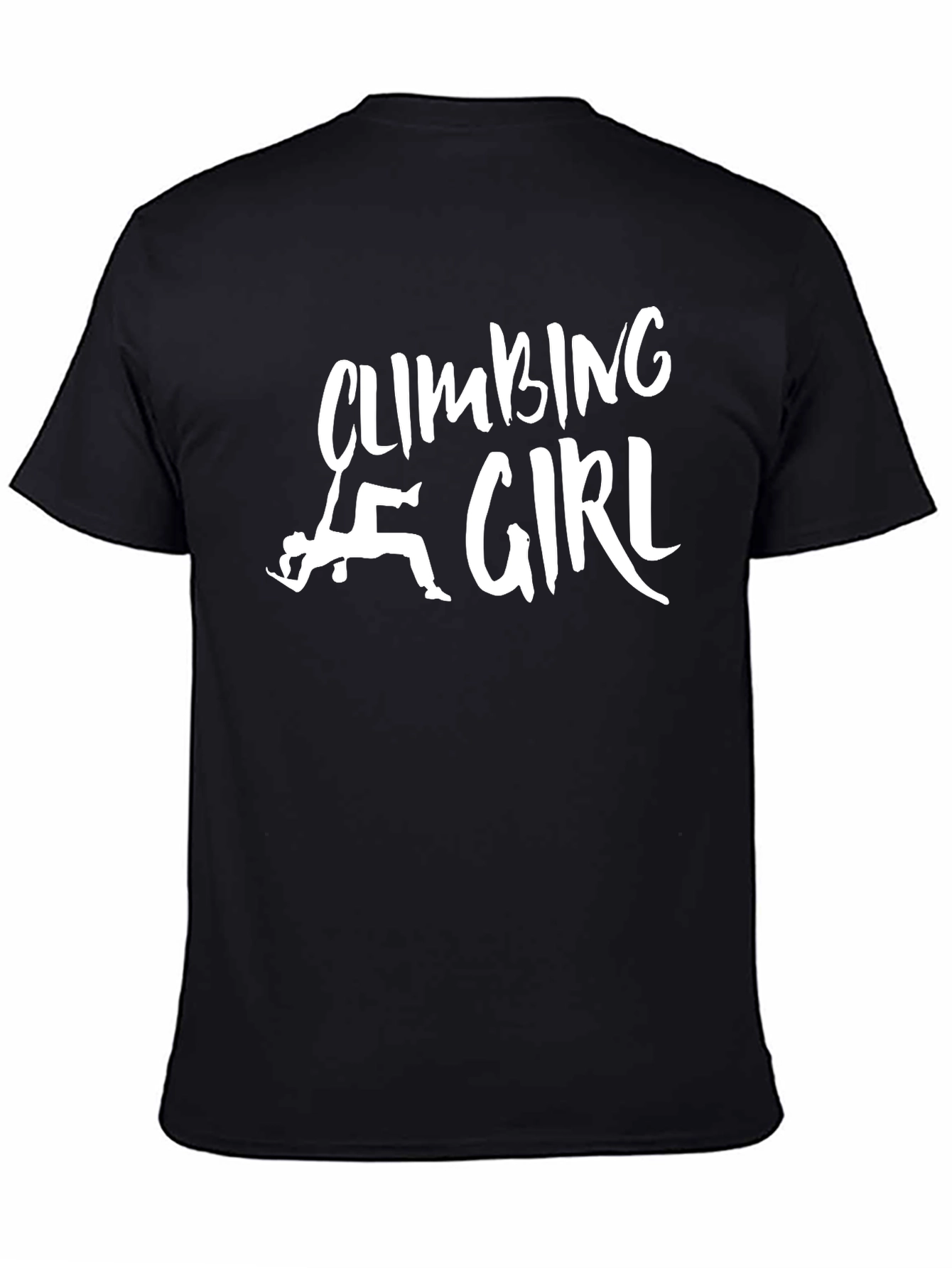 Climbing Girl Graphic Tee - Black Cotton T-Shirt