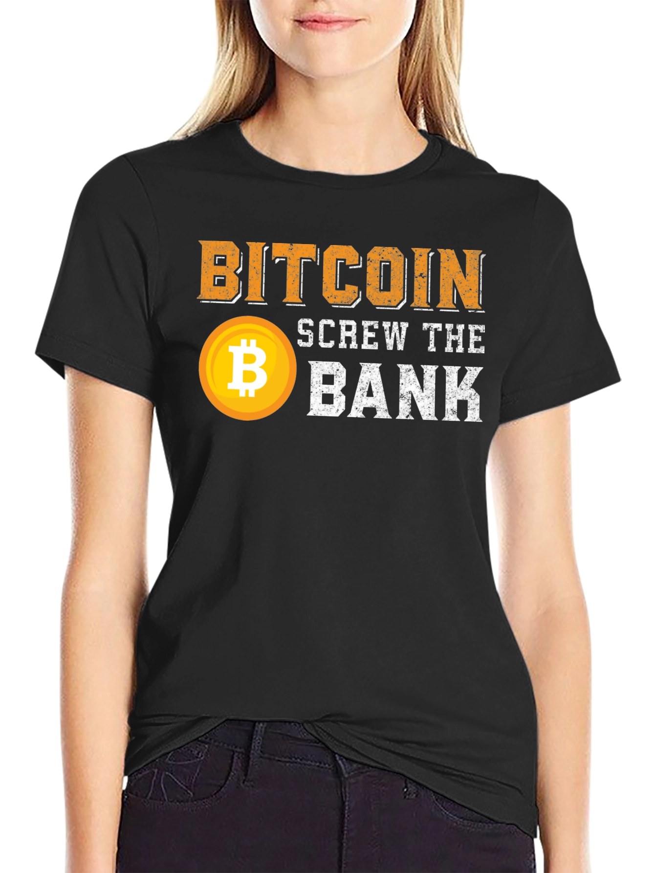 Bitcoin Screw The Bank Black T-Shirt