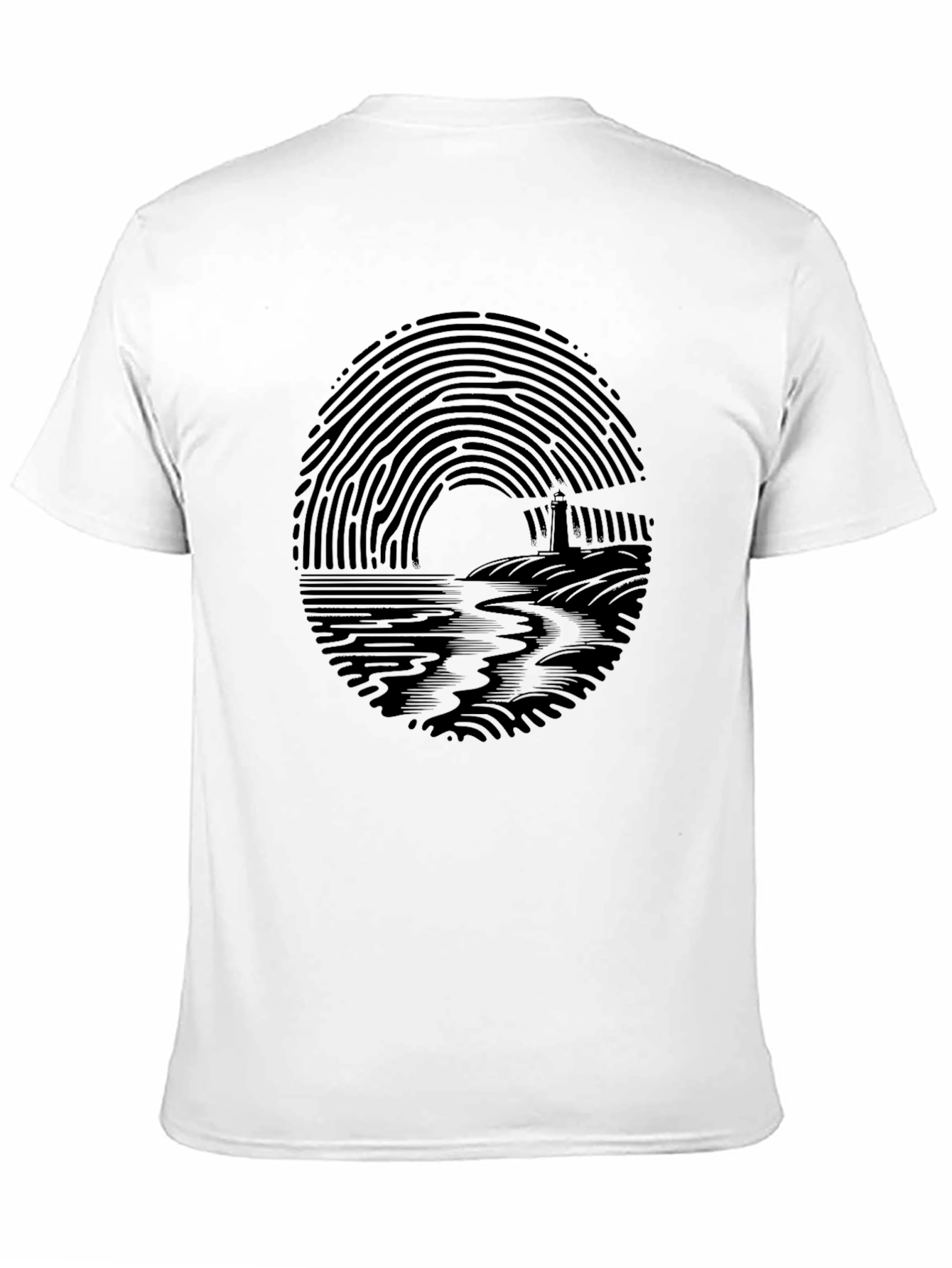 Fingerprint Lighthouse Graphic Tee - Black